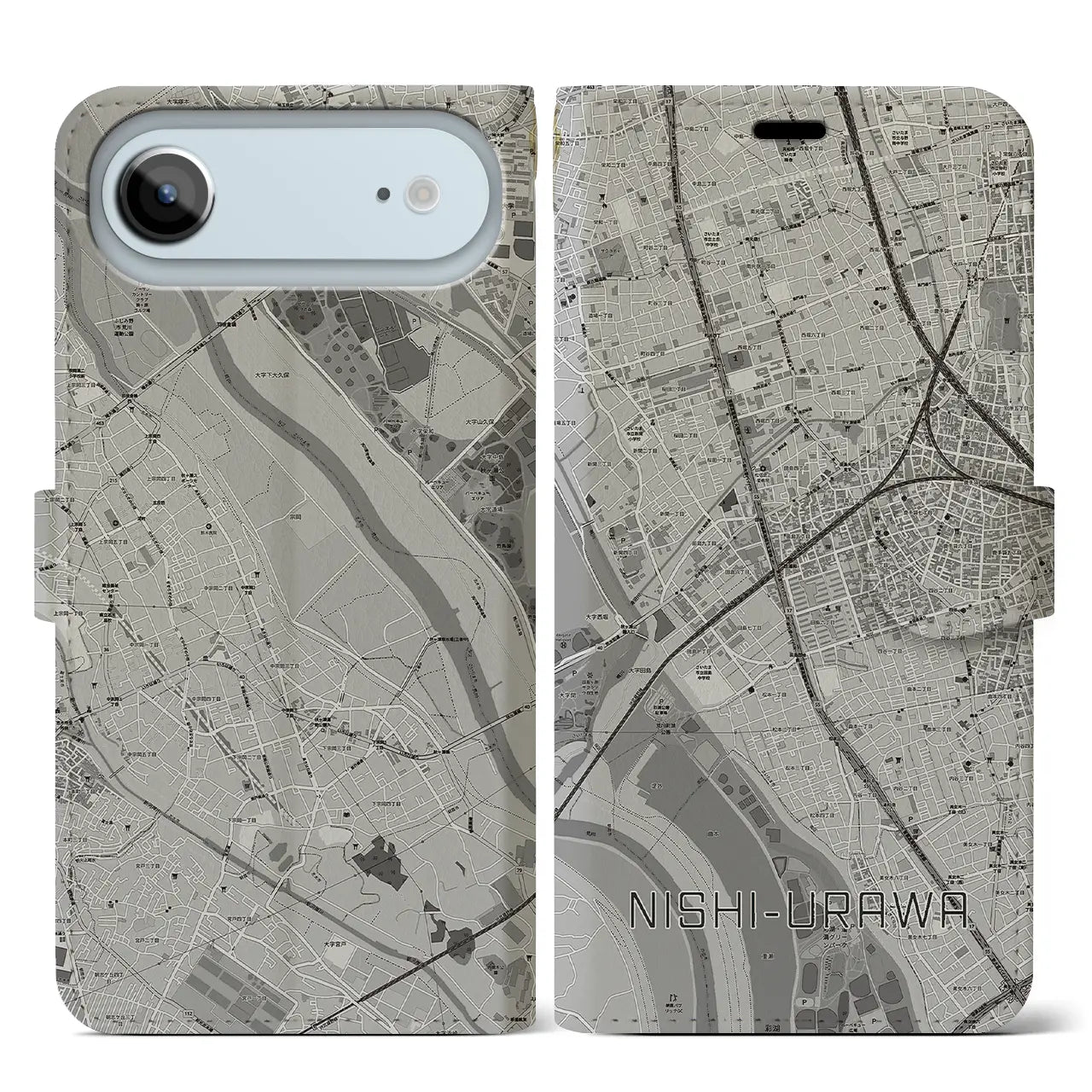 【西浦和(埼玉県)】地図柄iPhoneケース(手帳タイプ)