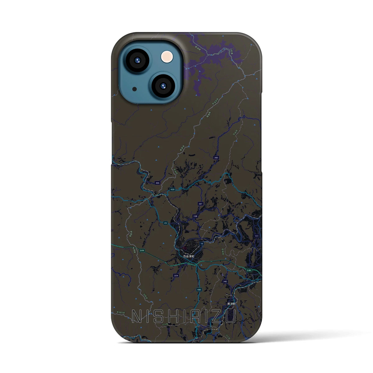 【西会津(福島県)】地図柄iPhoneケース(バックカバータイプ)
