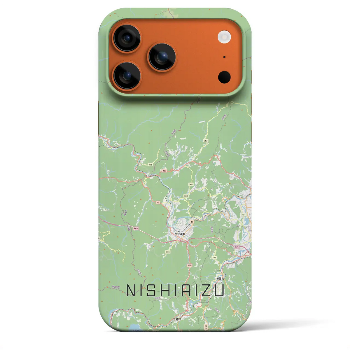 【西会津(福島県)】地図柄iPhoneケース(バックカバータイプ)ブラック・iPhone 18 Pro Max / 17 Pro Max 用