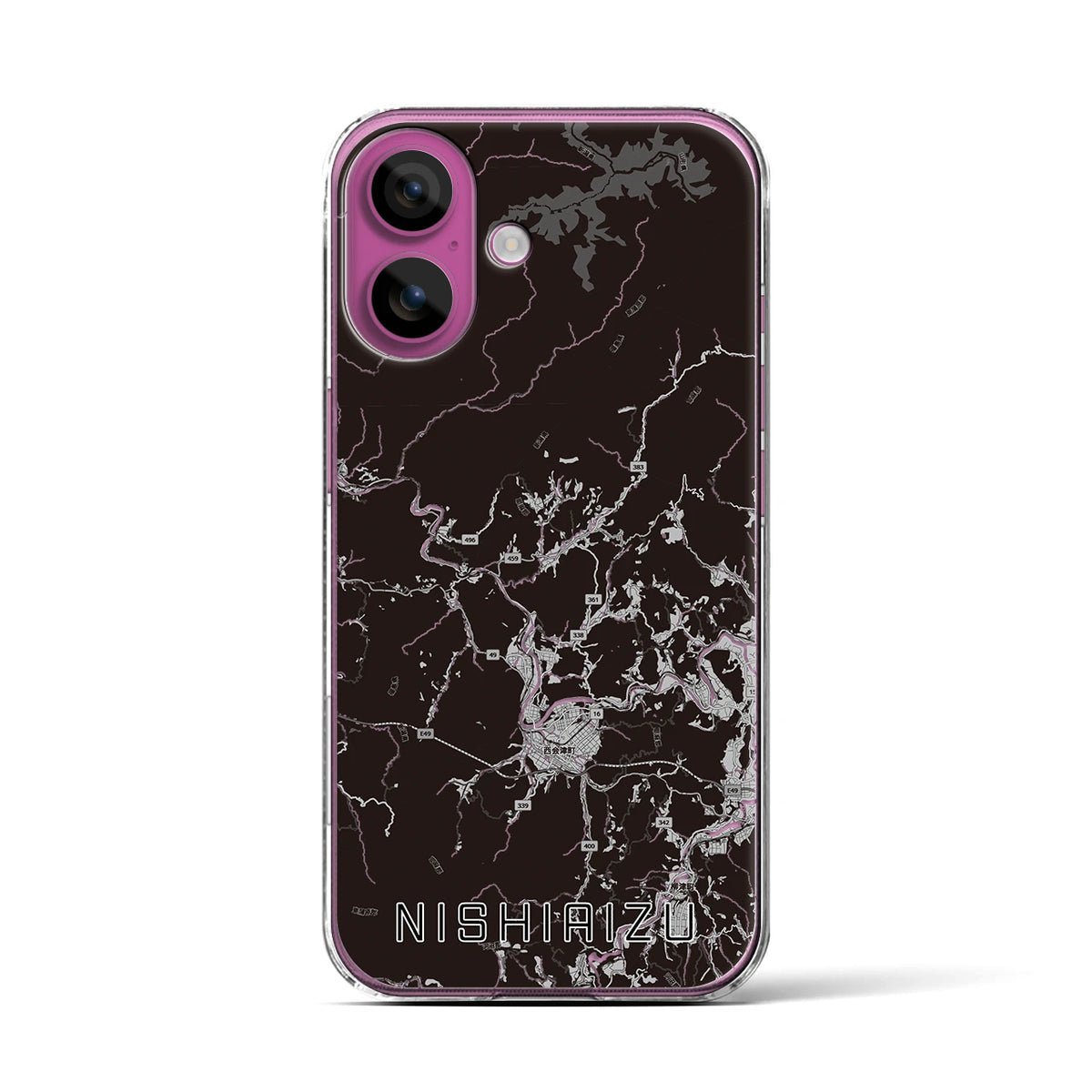 【西会津(福島県)】地図柄iPhoneケース(クリアタイプ)