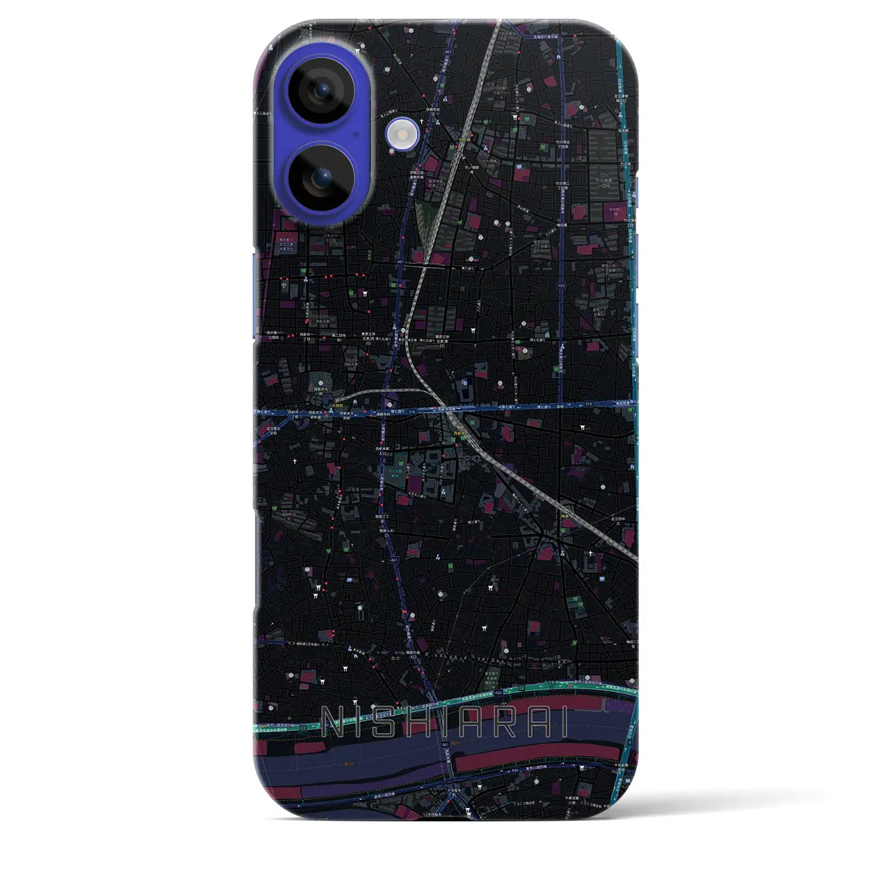 【西新井(東京都)】地図柄iPhoneケース(バックカバータイプ)