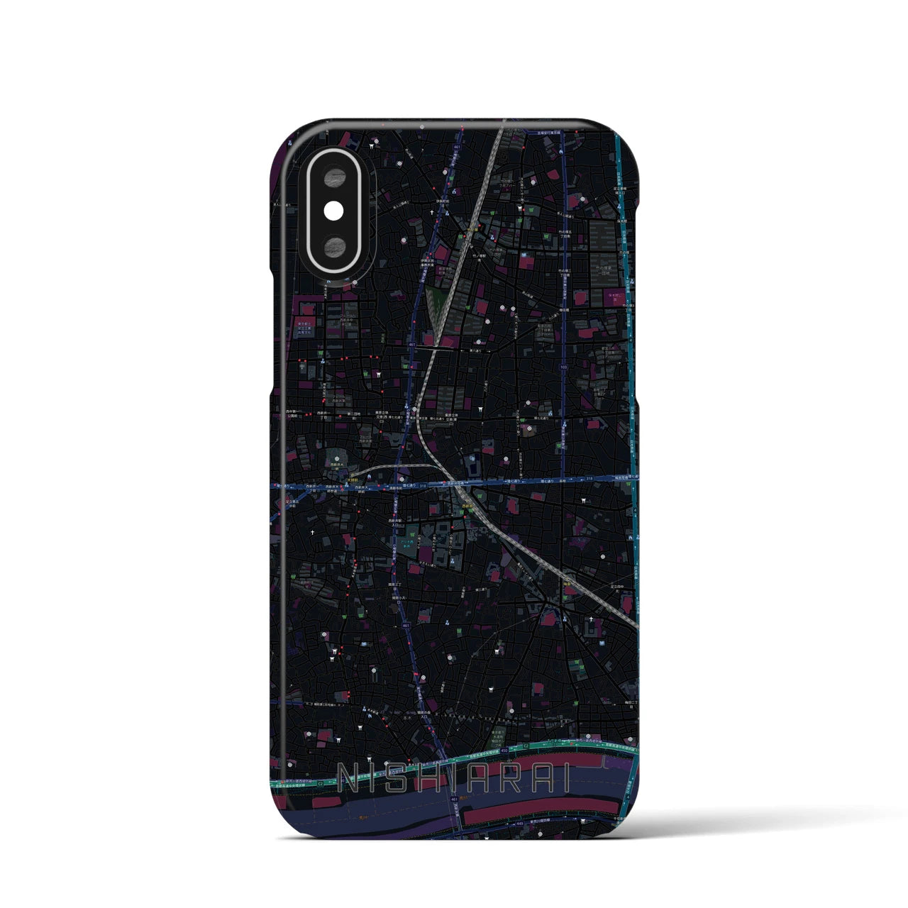 【西新井(東京都)】地図柄iPhoneケース(バックカバータイプ)