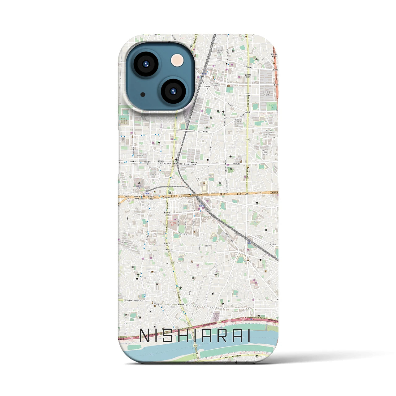 【西新井(東京都)】地図柄iPhoneケース(バックカバータイプ)