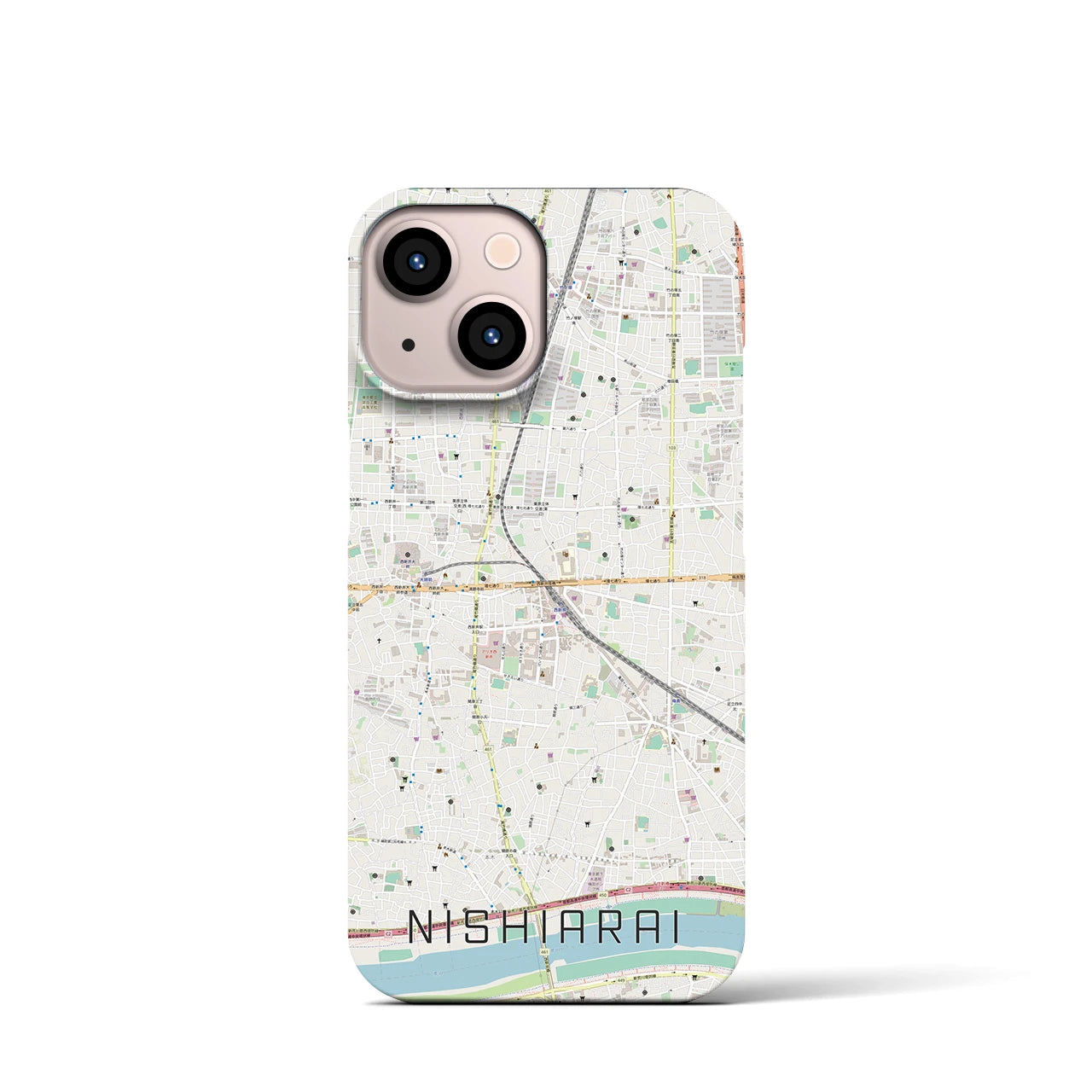 【西新井(東京都)】地図柄iPhoneケース(バックカバータイプ)