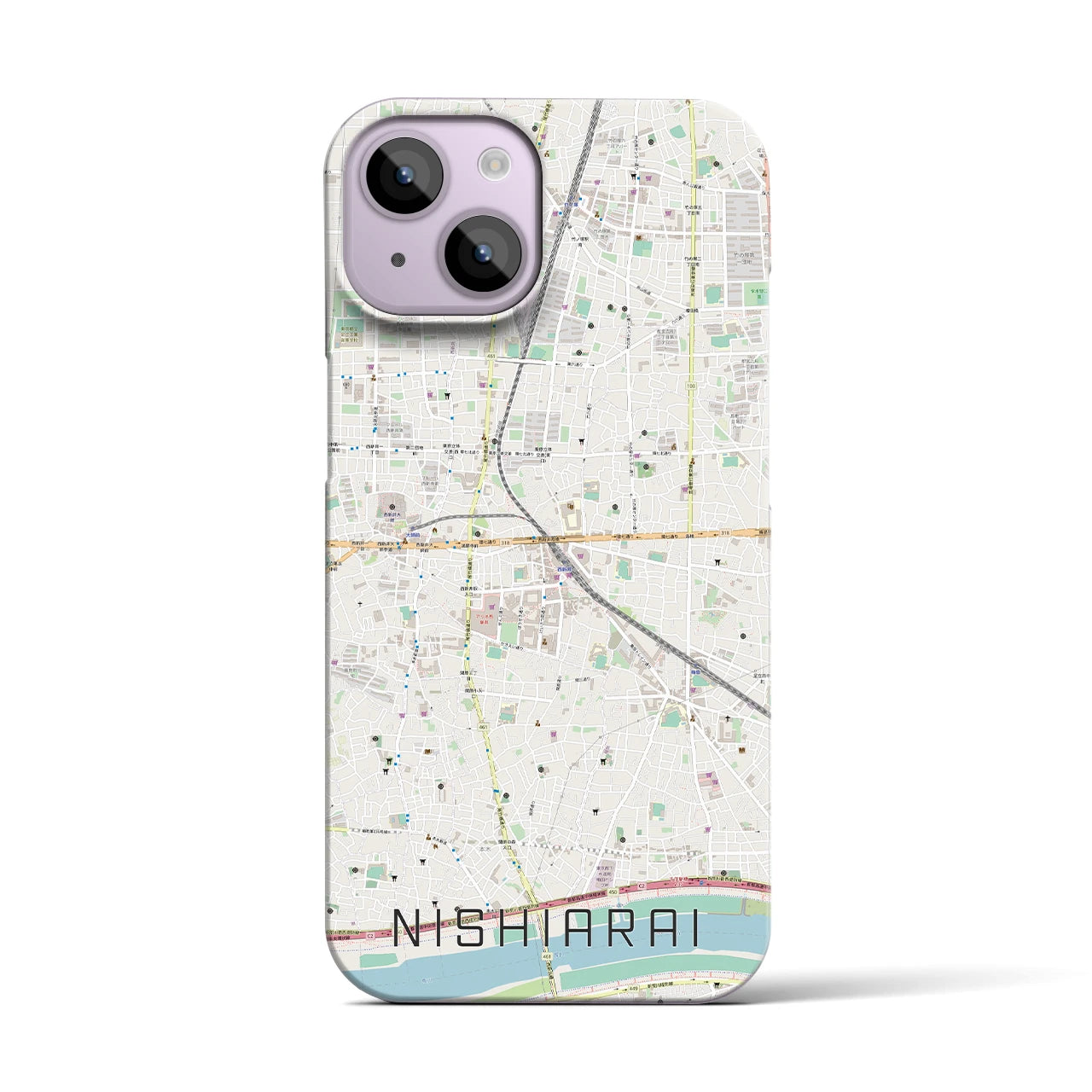 【西新井(東京都)】地図柄iPhoneケース(バックカバータイプ)