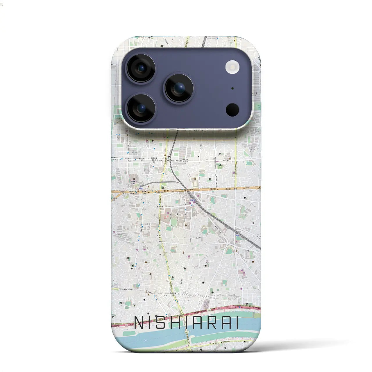 【西新井(東京都)】地図柄iPhoneケース(バックカバータイプ)ナチュラル・iPhone 17 Pro Max 用