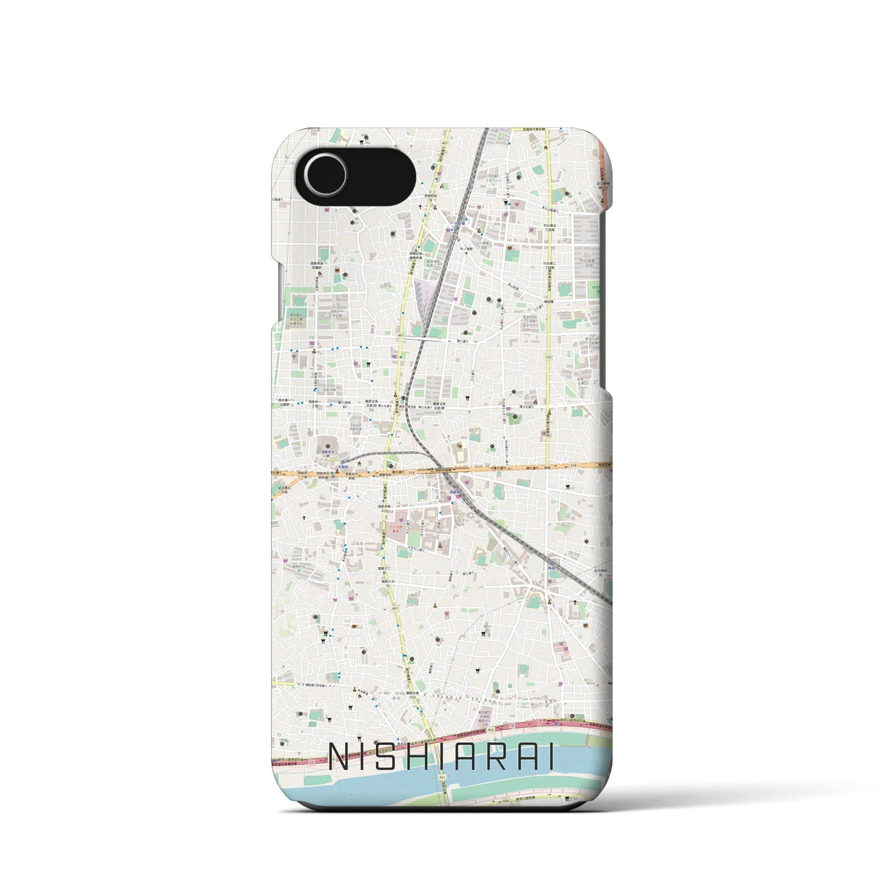 【西新井(東京都)】地図柄iPhoneケース(バックカバータイプ)