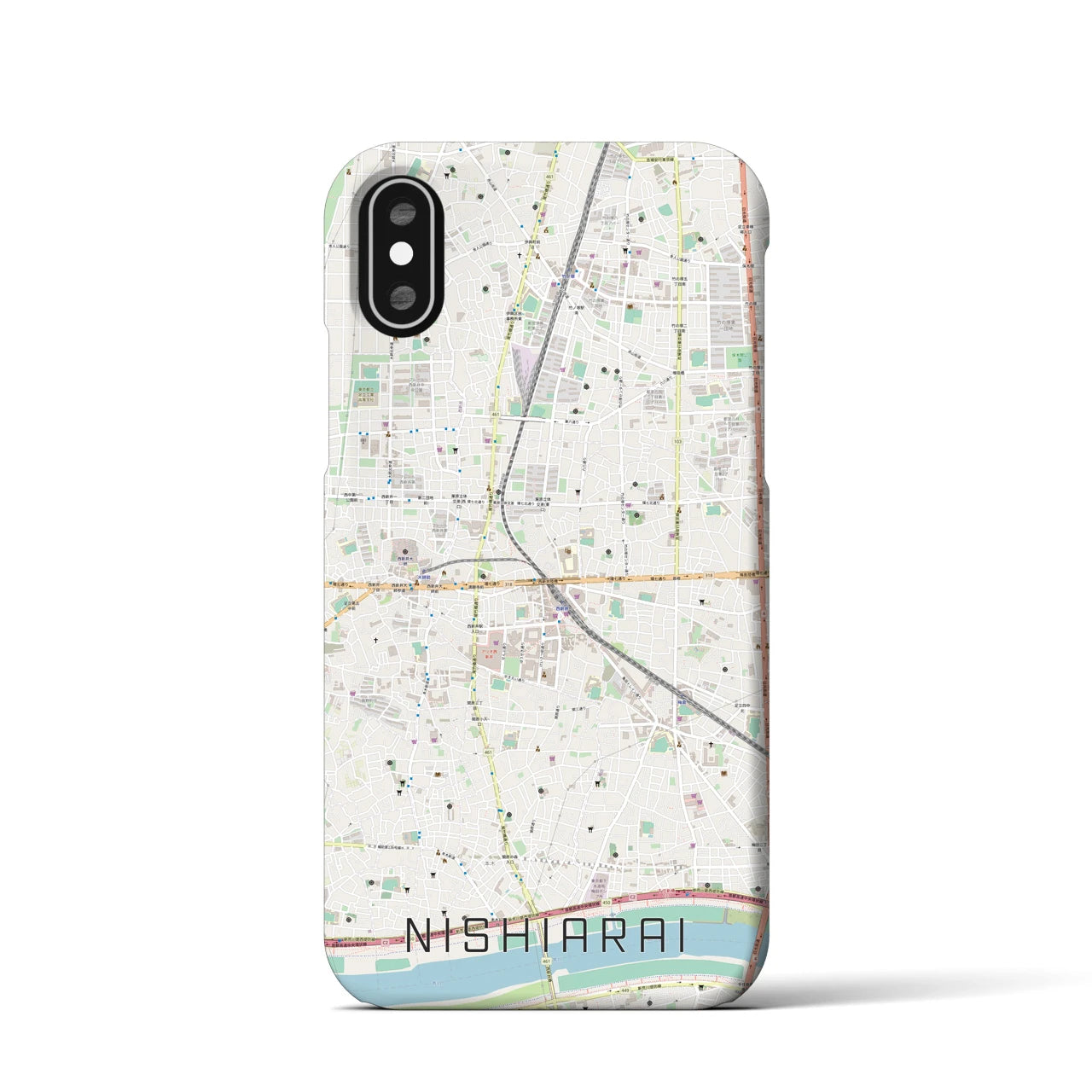 【西新井(東京都)】地図柄iPhoneケース(バックカバータイプ)