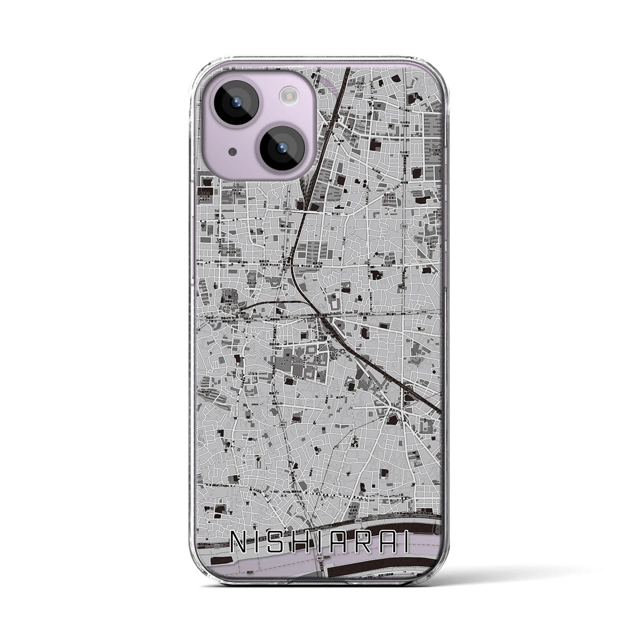 【西新井(東京都)】地図柄iPhoneケース(クリアタイプ)