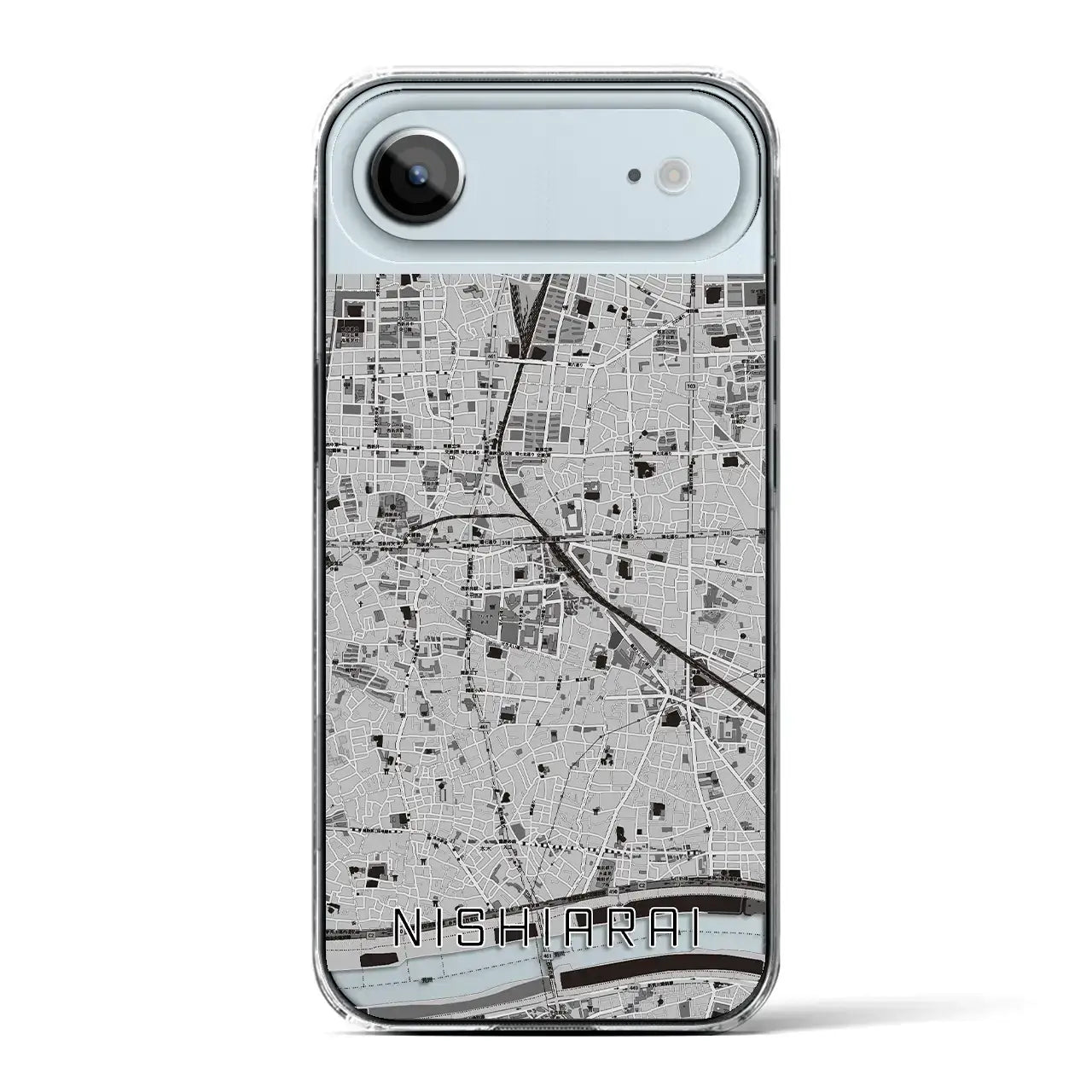 【西新井(東京都)】地図柄iPhoneケース(クリアタイプ)モノトーン・iPhone 17 Pro Max 用