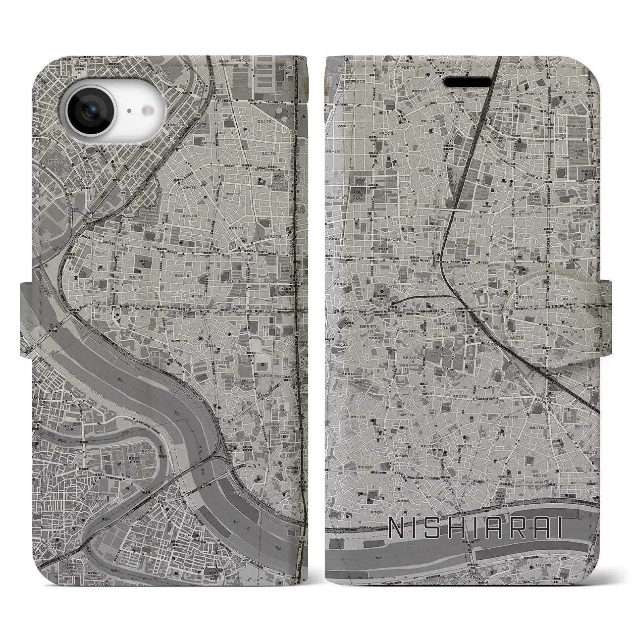 【西新井(東京都)】地図柄iPhoneケース(手帳タイプ)