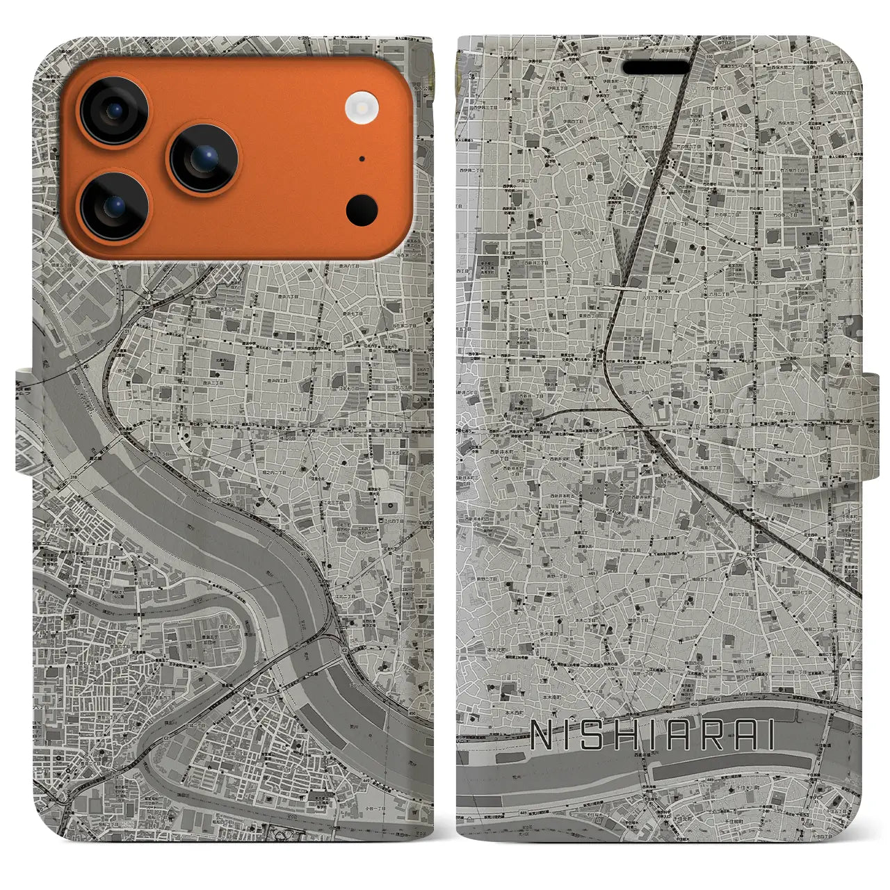 【西新井(東京都)】地図柄iPhoneケース(手帳タイプ)