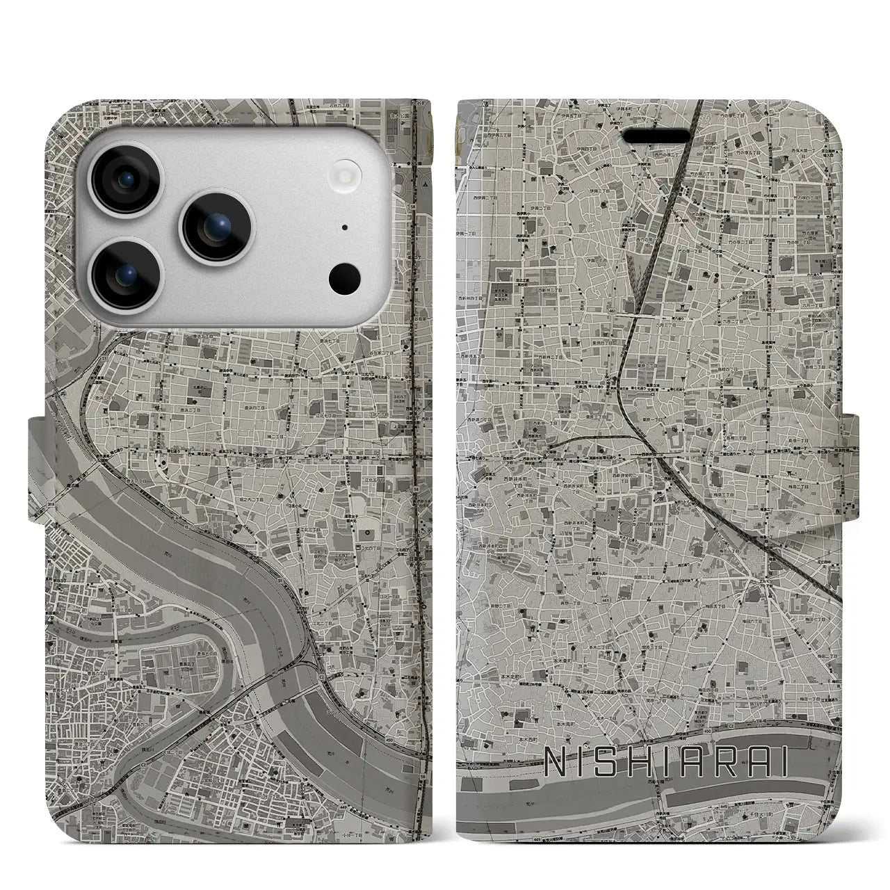 【西新井(東京都)】地図柄iPhoneケース(手帳タイプ)