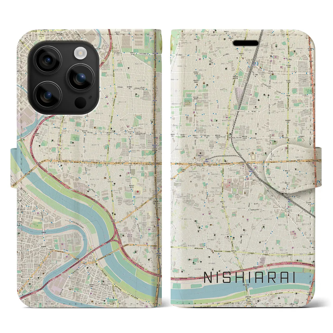 【西新井(東京都)】地図柄iPhoneケース(手帳タイプ)