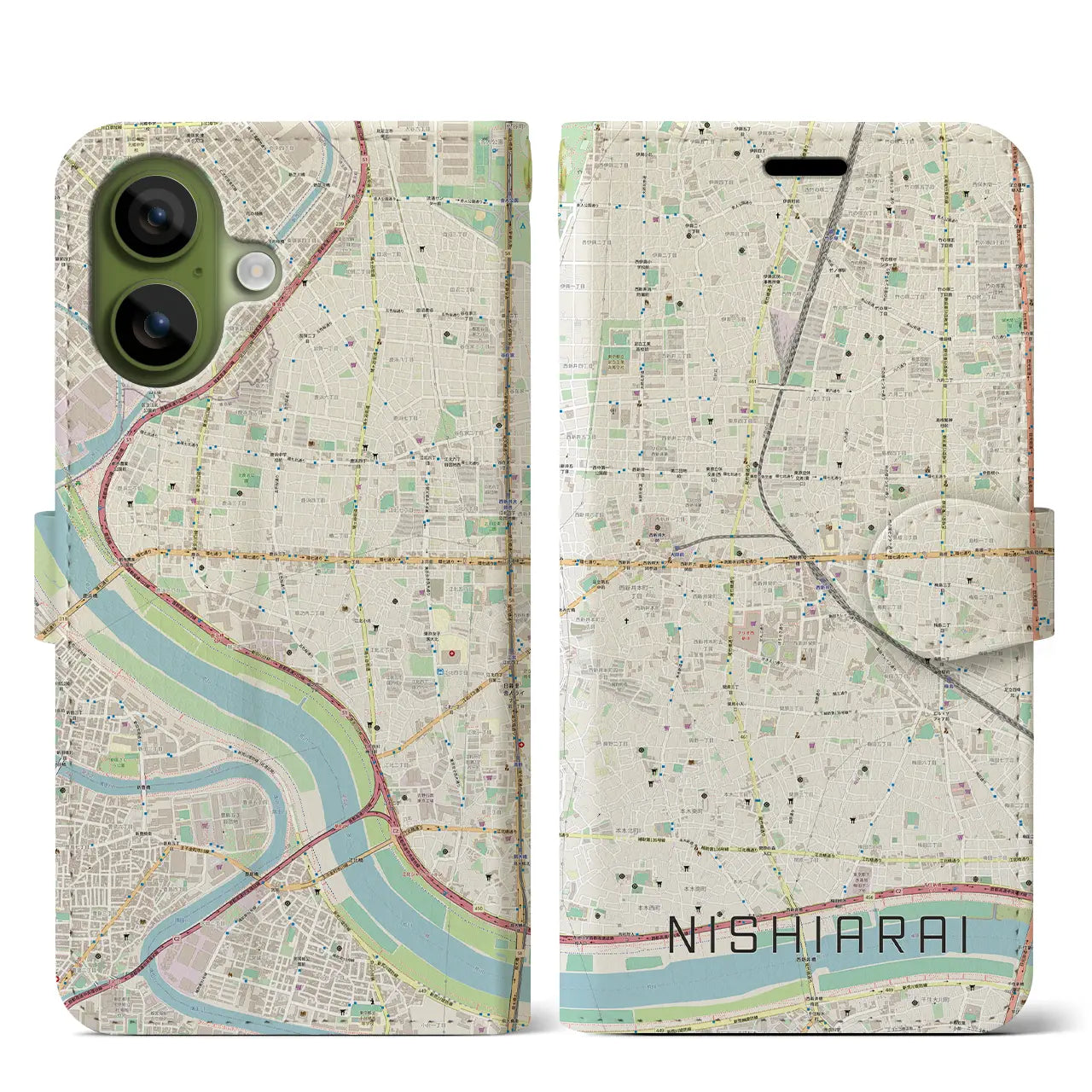 【西新井(東京都)】地図柄iPhoneケース(手帳タイプ)