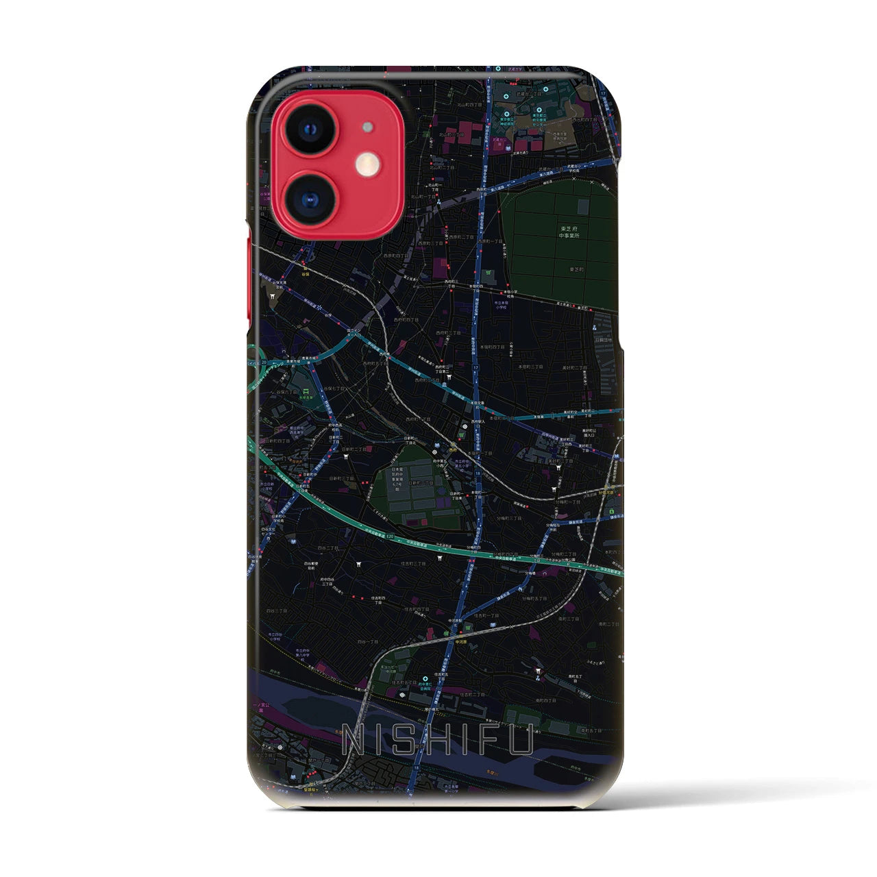 【西府(東京都)】地図柄iPhoneケース(バックカバータイプ)