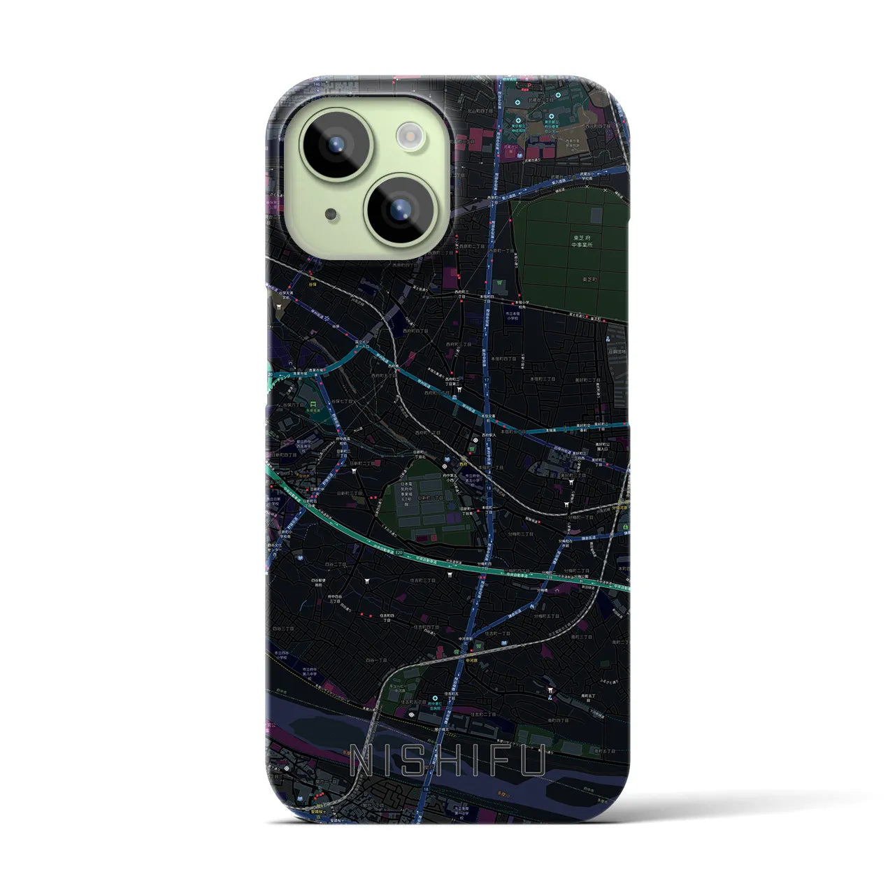 【西府(東京都)】地図柄iPhoneケース(バックカバータイプ)