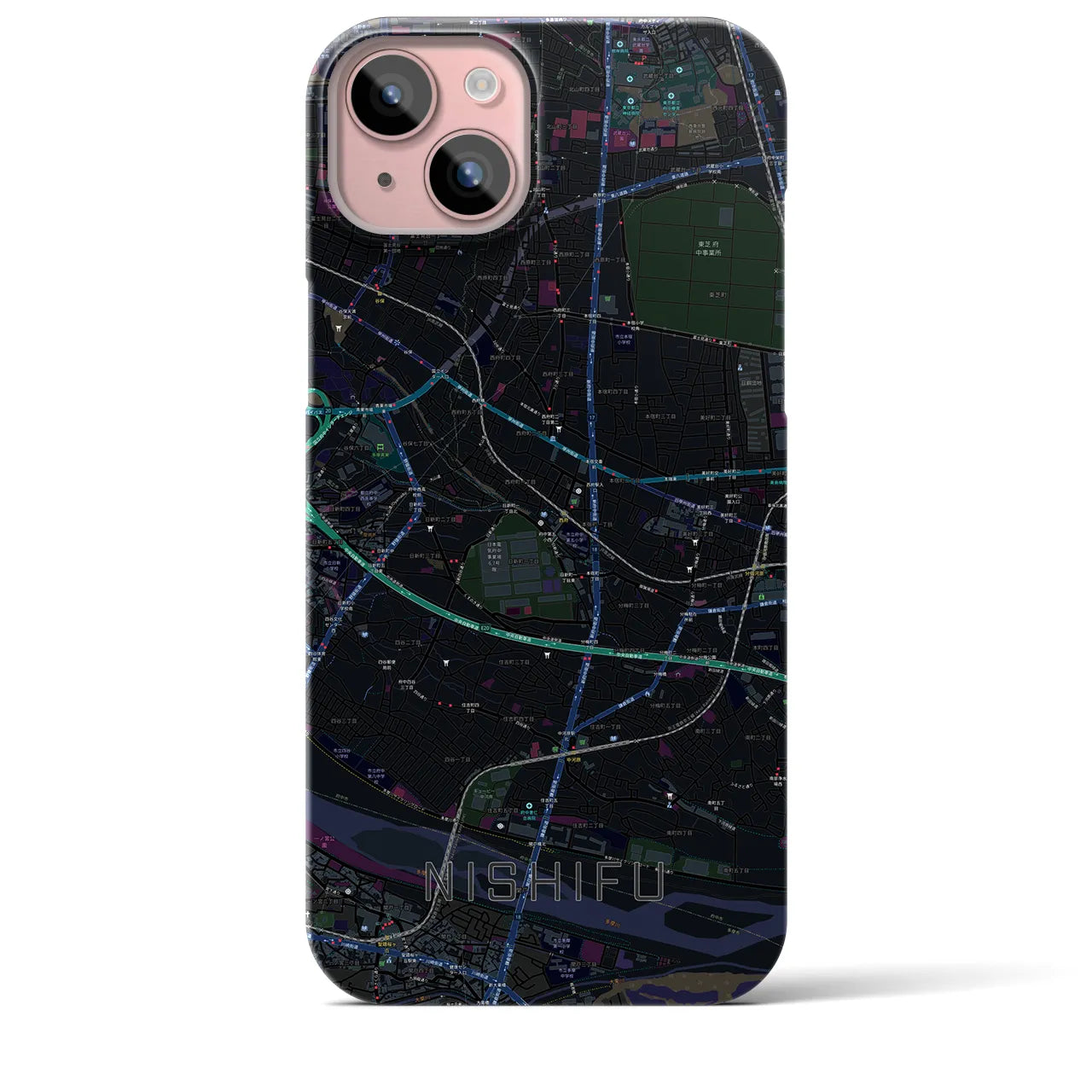 【西府(東京都)】地図柄iPhoneケース(バックカバータイプ)