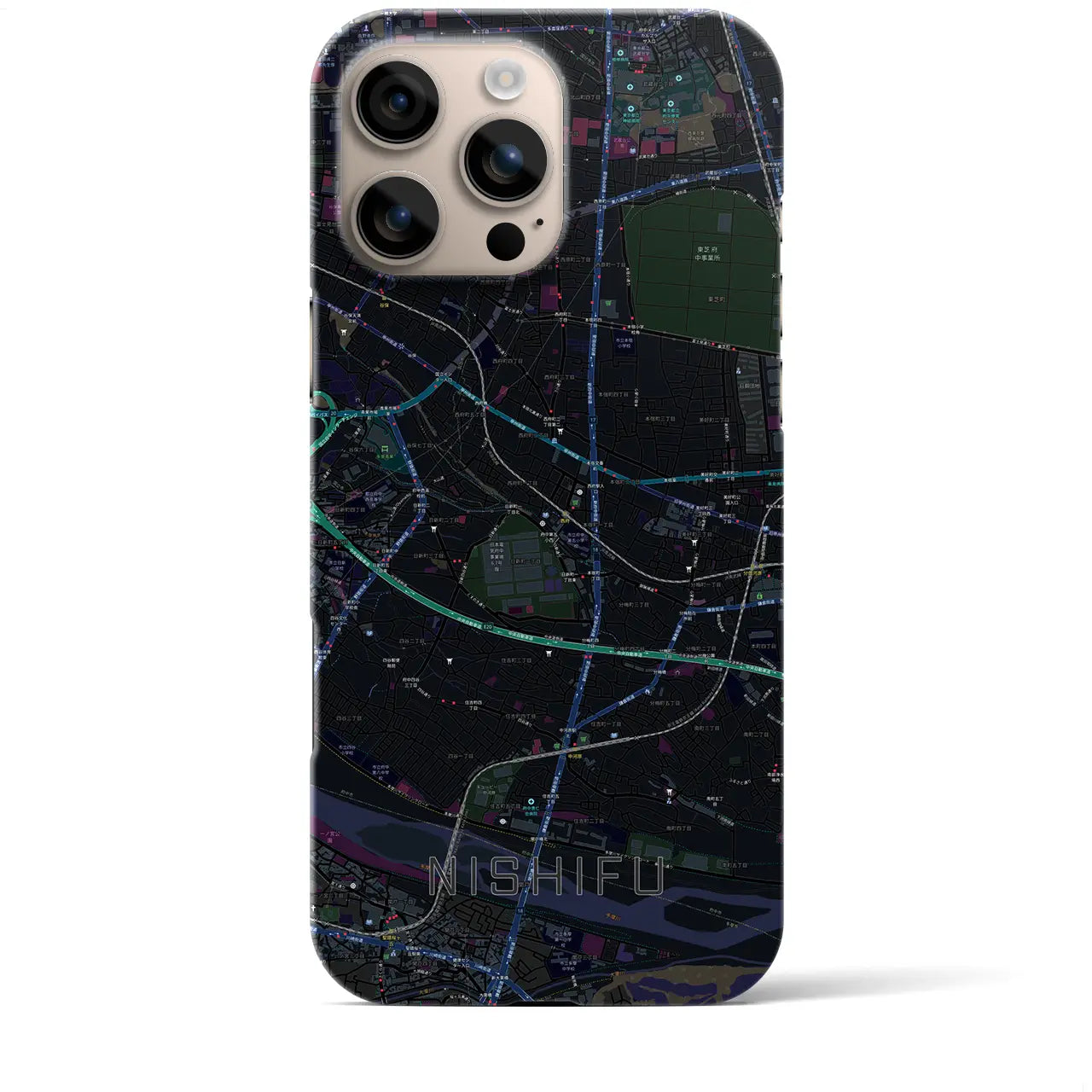 【西府(東京都)】地図柄iPhoneケース(バックカバータイプ)