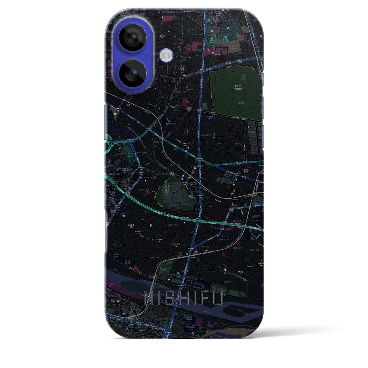 【西府(東京都)】地図柄iPhoneケース(バックカバータイプ)