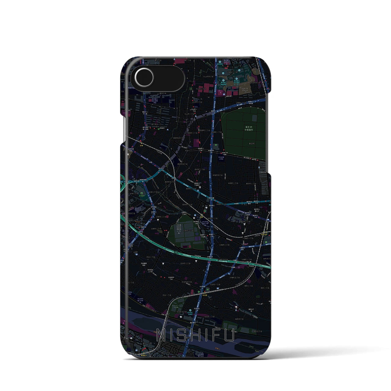 【西府(東京都)】地図柄iPhoneケース(バックカバータイプ)