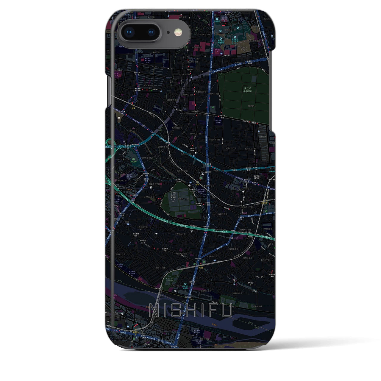 【西府(東京都)】地図柄iPhoneケース(バックカバータイプ)