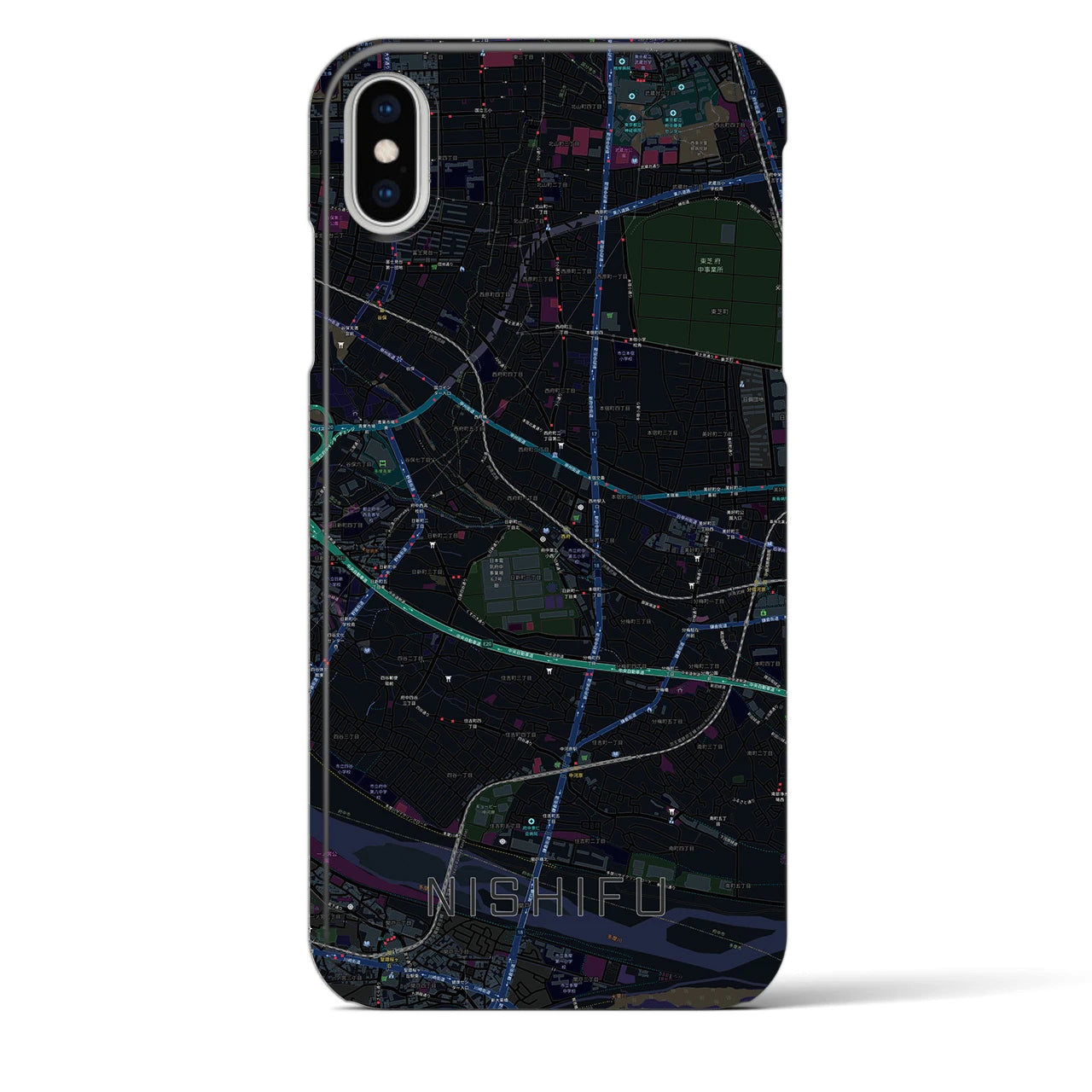 【西府(東京都)】地図柄iPhoneケース(バックカバータイプ)
