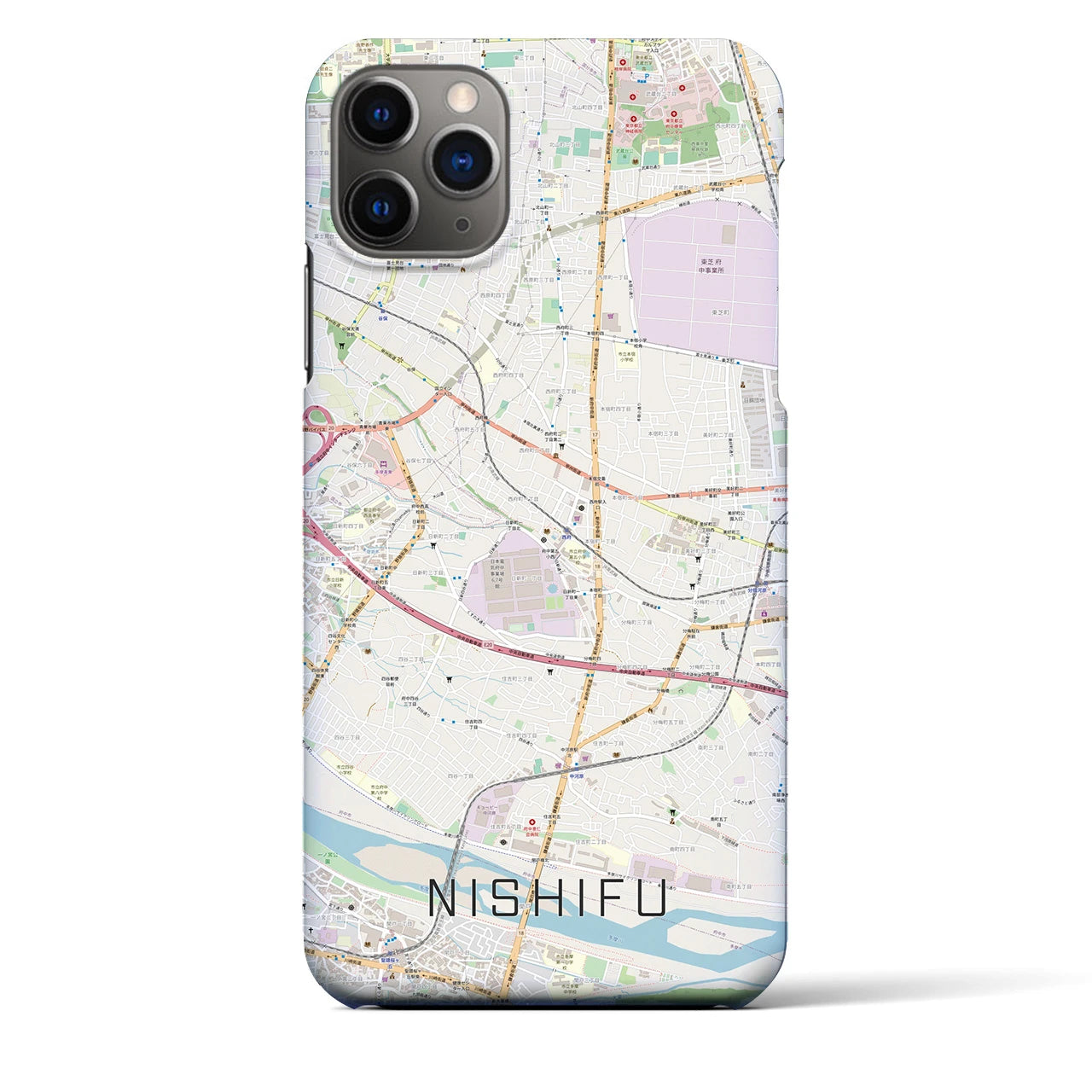 【西府(東京都)】地図柄iPhoneケース(バックカバータイプ)