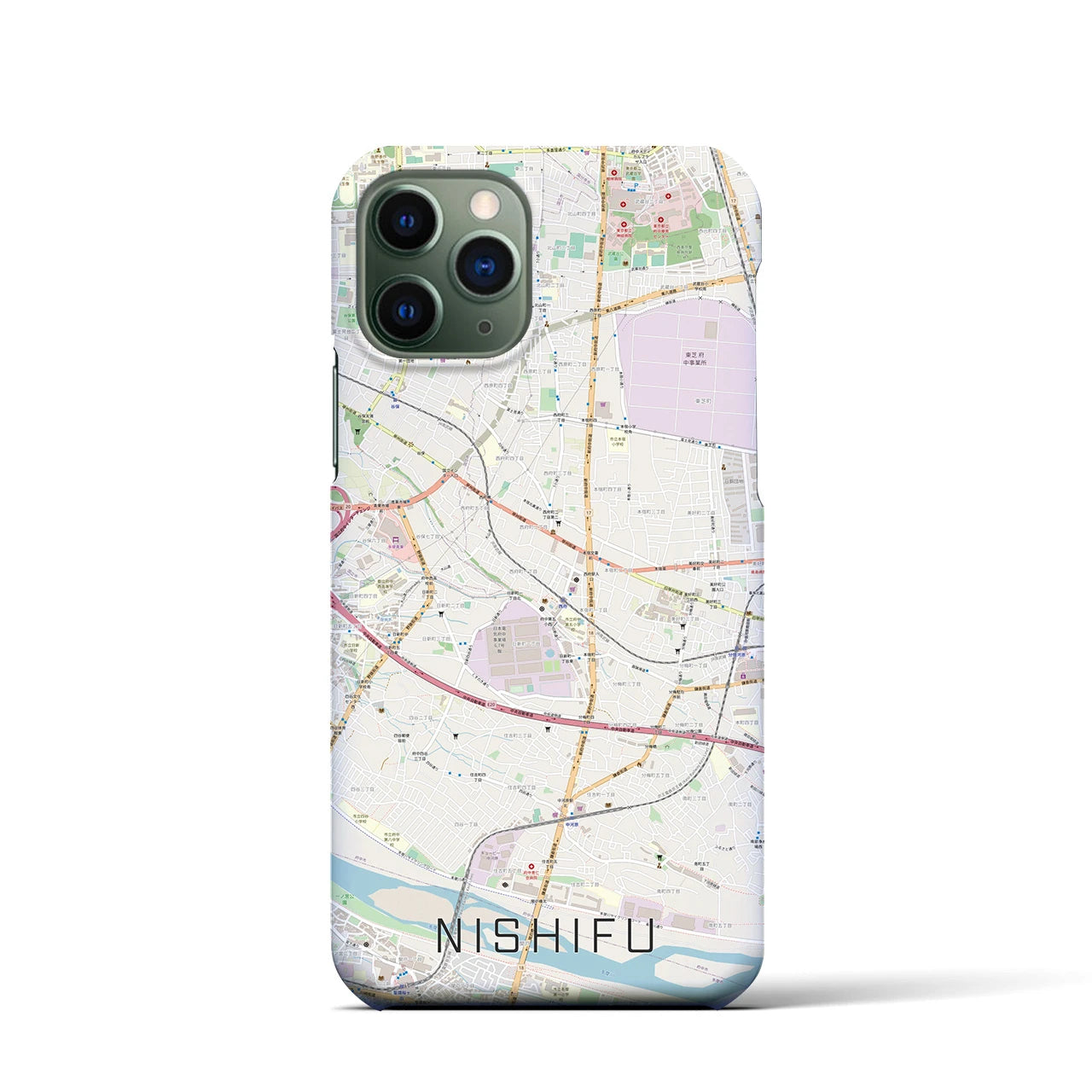 【西府(東京都)】地図柄iPhoneケース(バックカバータイプ)