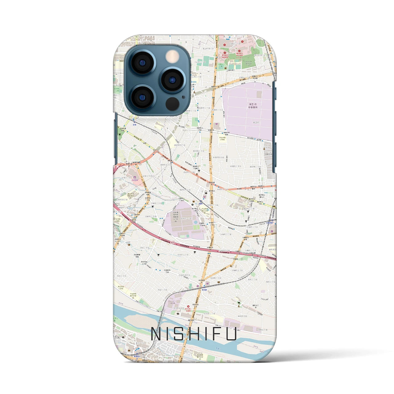 【西府(東京都)】地図柄iPhoneケース(バックカバータイプ)