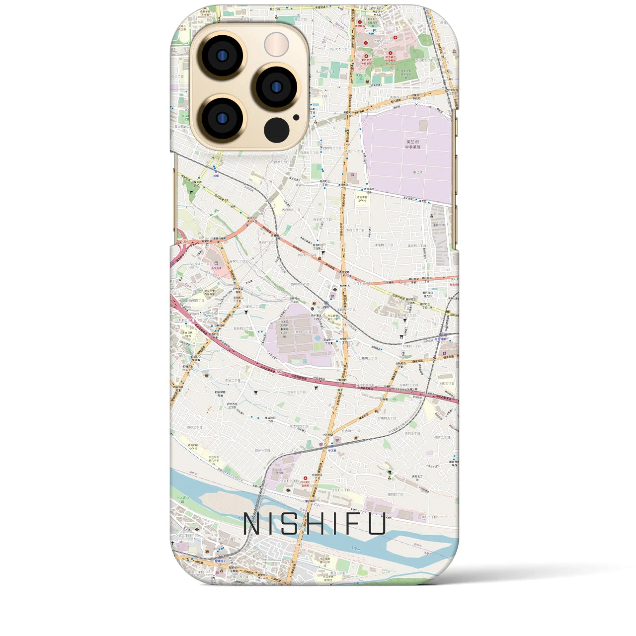 【西府(東京都)】地図柄iPhoneケース(バックカバータイプ)