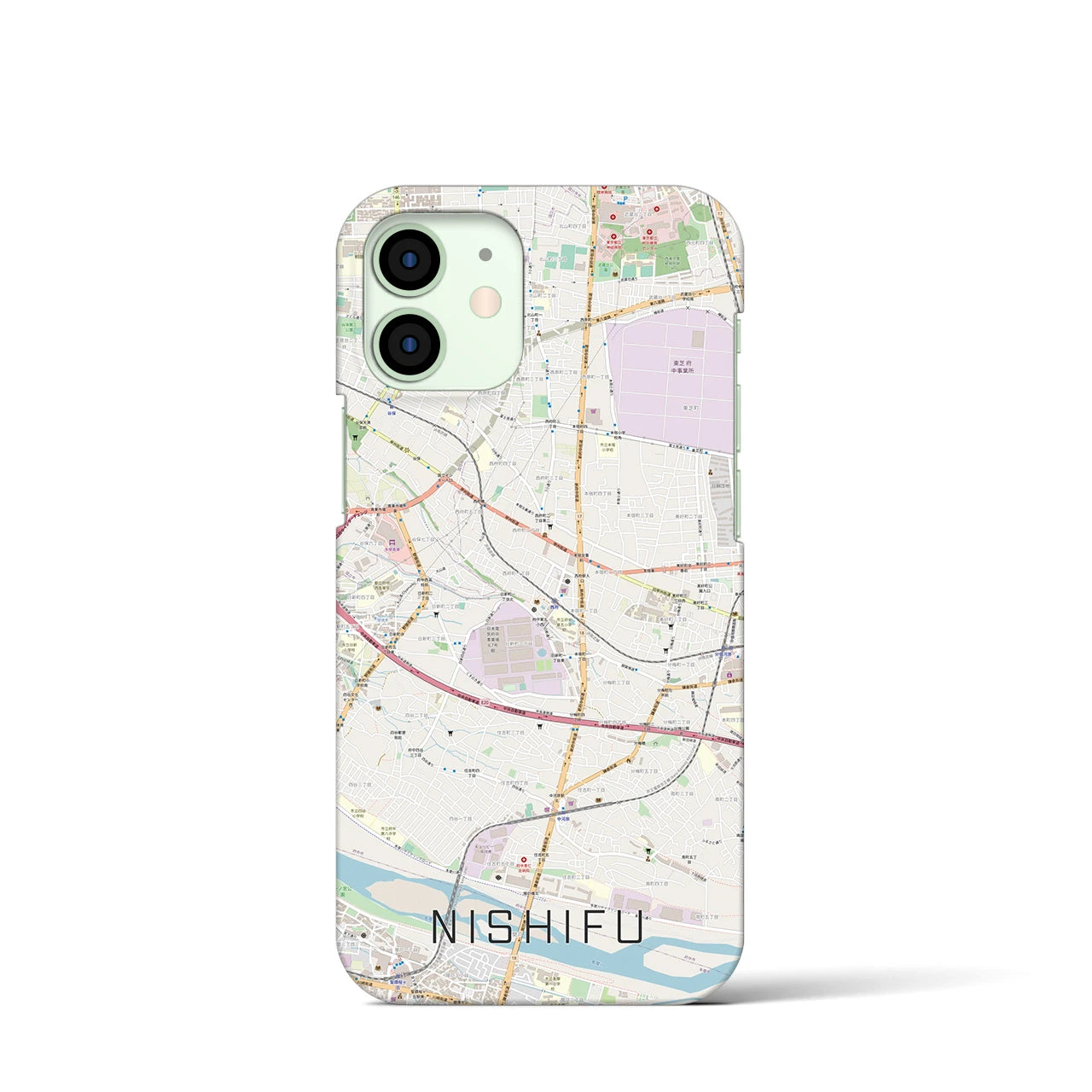 【西府(東京都)】地図柄iPhoneケース(バックカバータイプ)