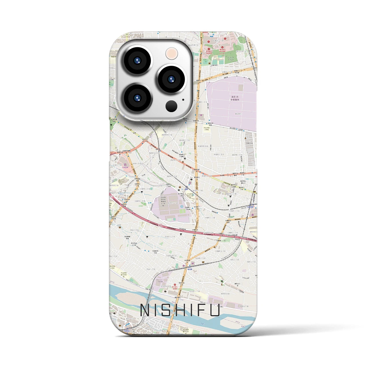 【西府(東京都)】地図柄iPhoneケース(バックカバータイプ)