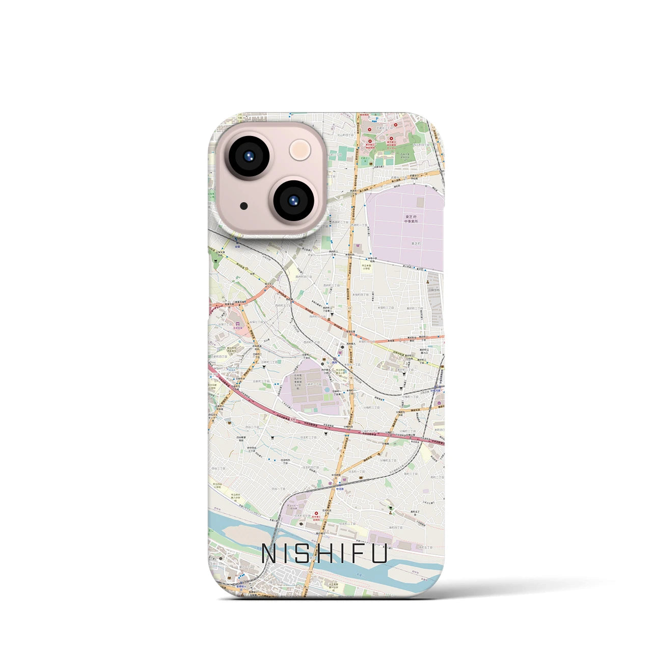 【西府(東京都)】地図柄iPhoneケース(バックカバータイプ)