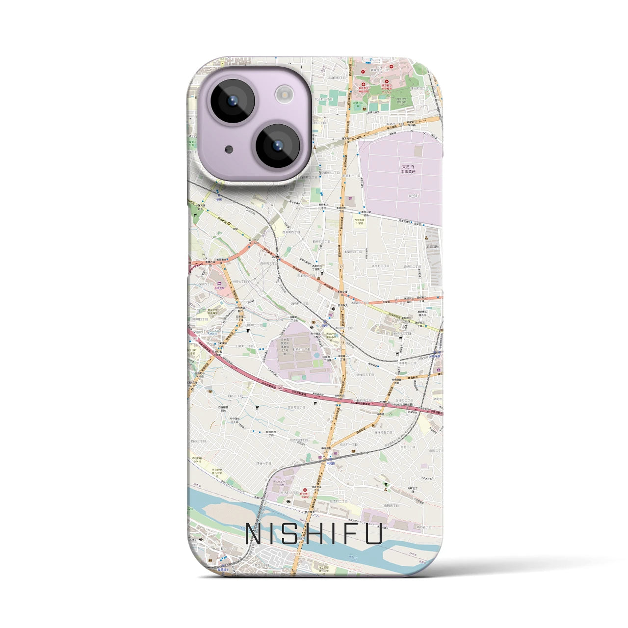 【西府(東京都)】地図柄iPhoneケース(バックカバータイプ)