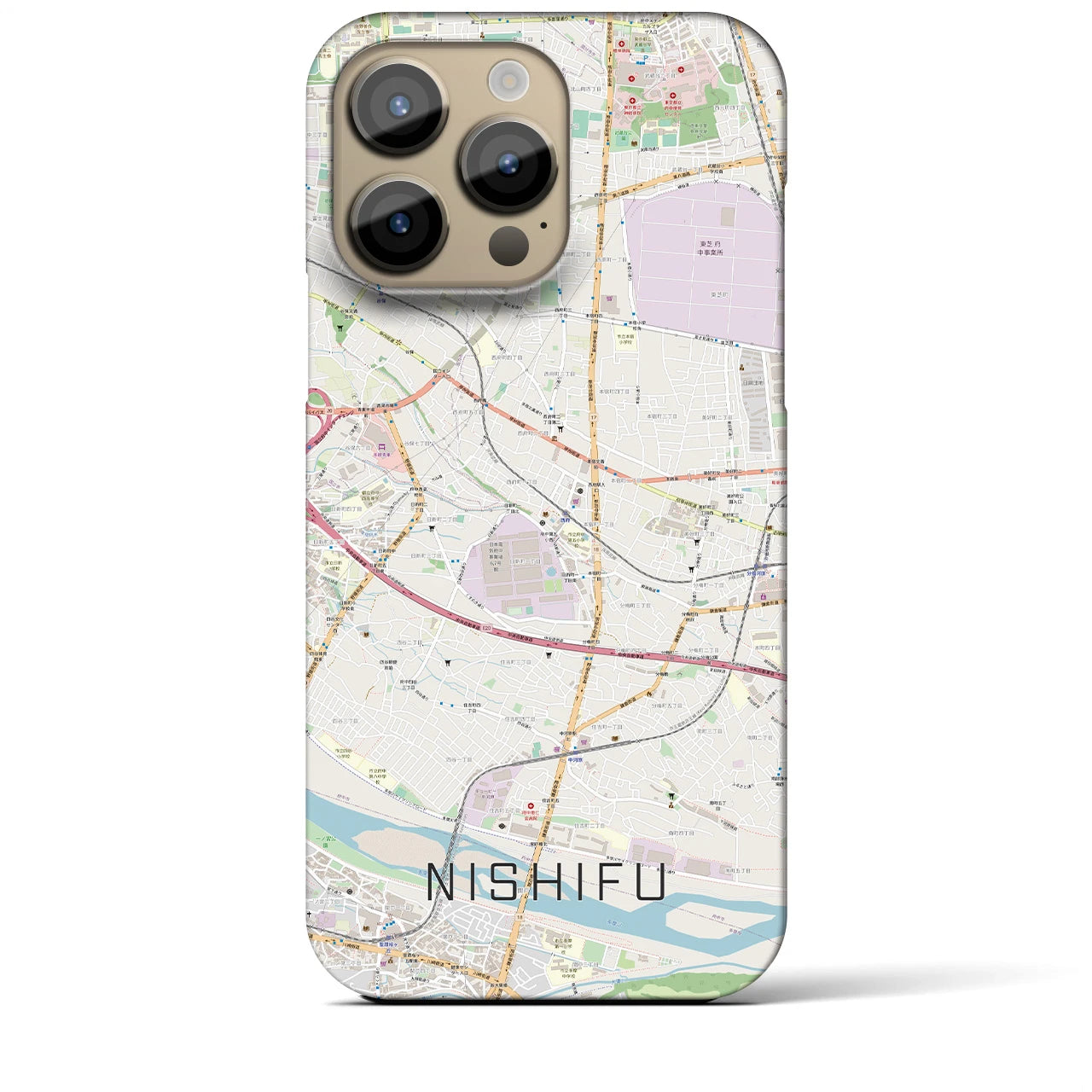 【西府(東京都)】地図柄iPhoneケース(バックカバータイプ)