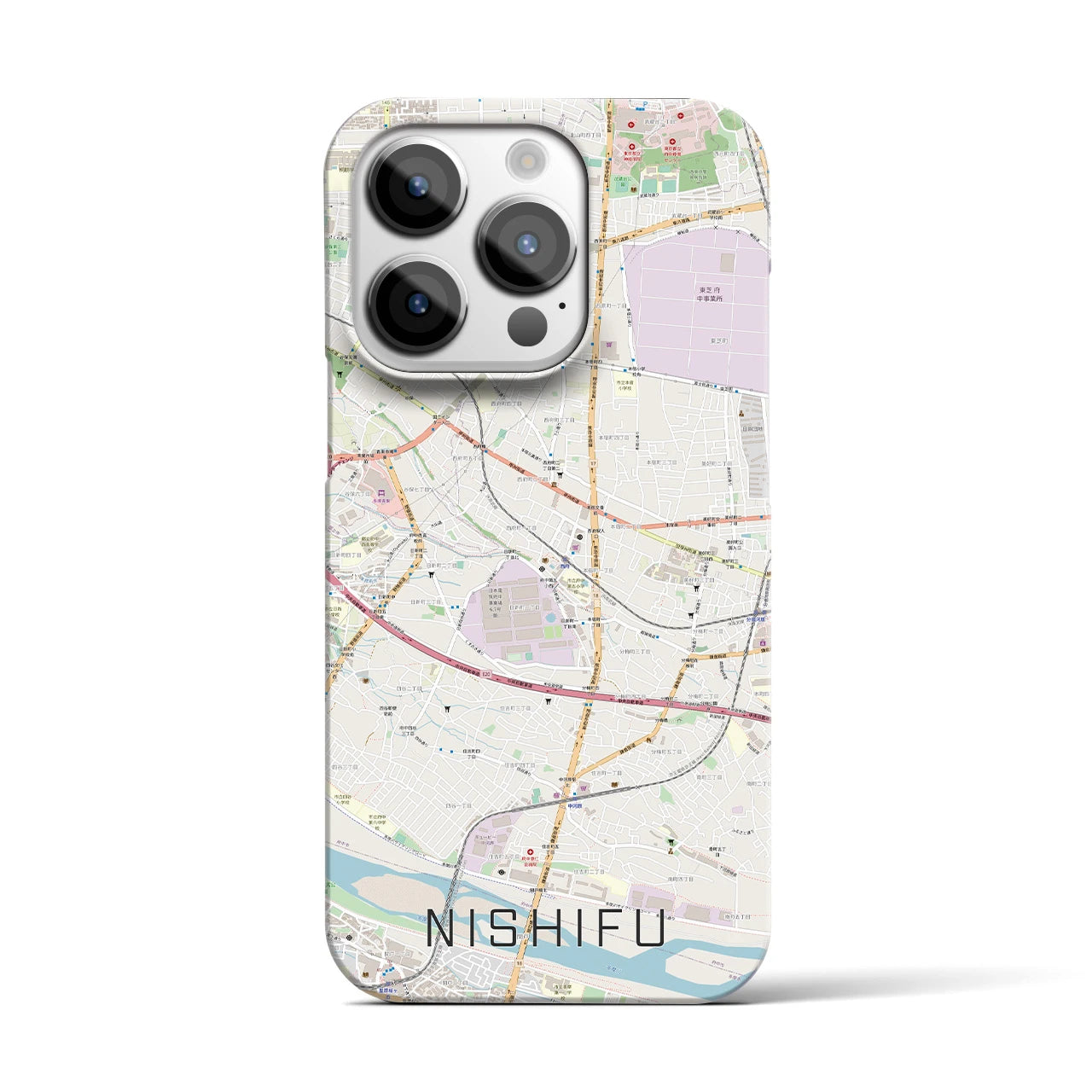 【西府(東京都)】地図柄iPhoneケース(バックカバータイプ)