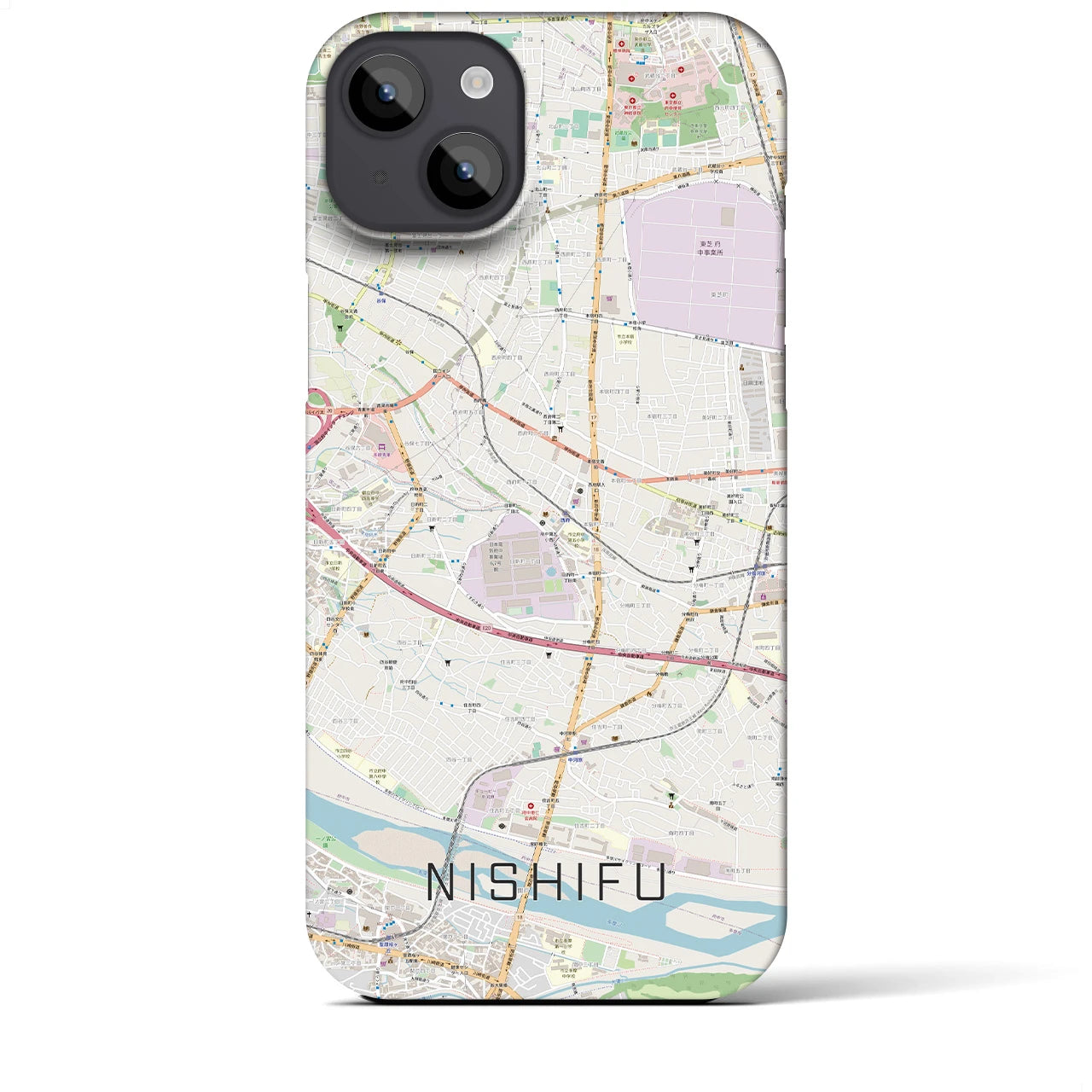 【西府(東京都)】地図柄iPhoneケース(バックカバータイプ)