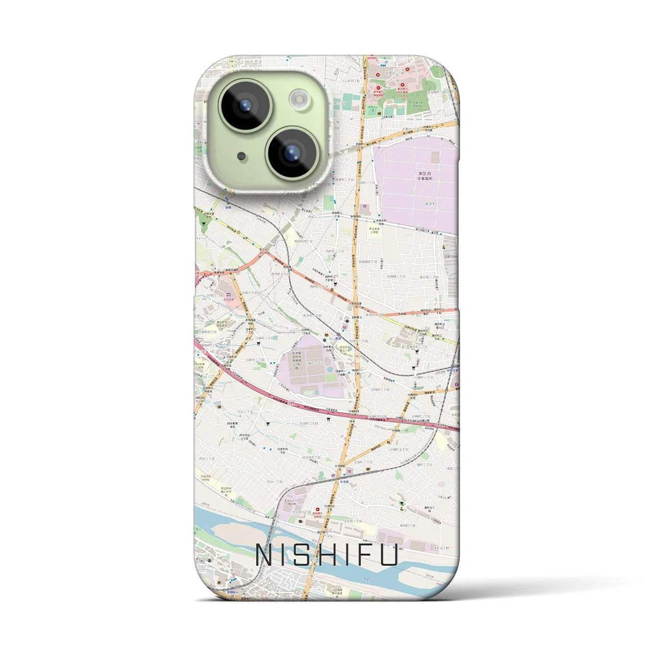【西府(東京都)】地図柄iPhoneケース(バックカバータイプ)