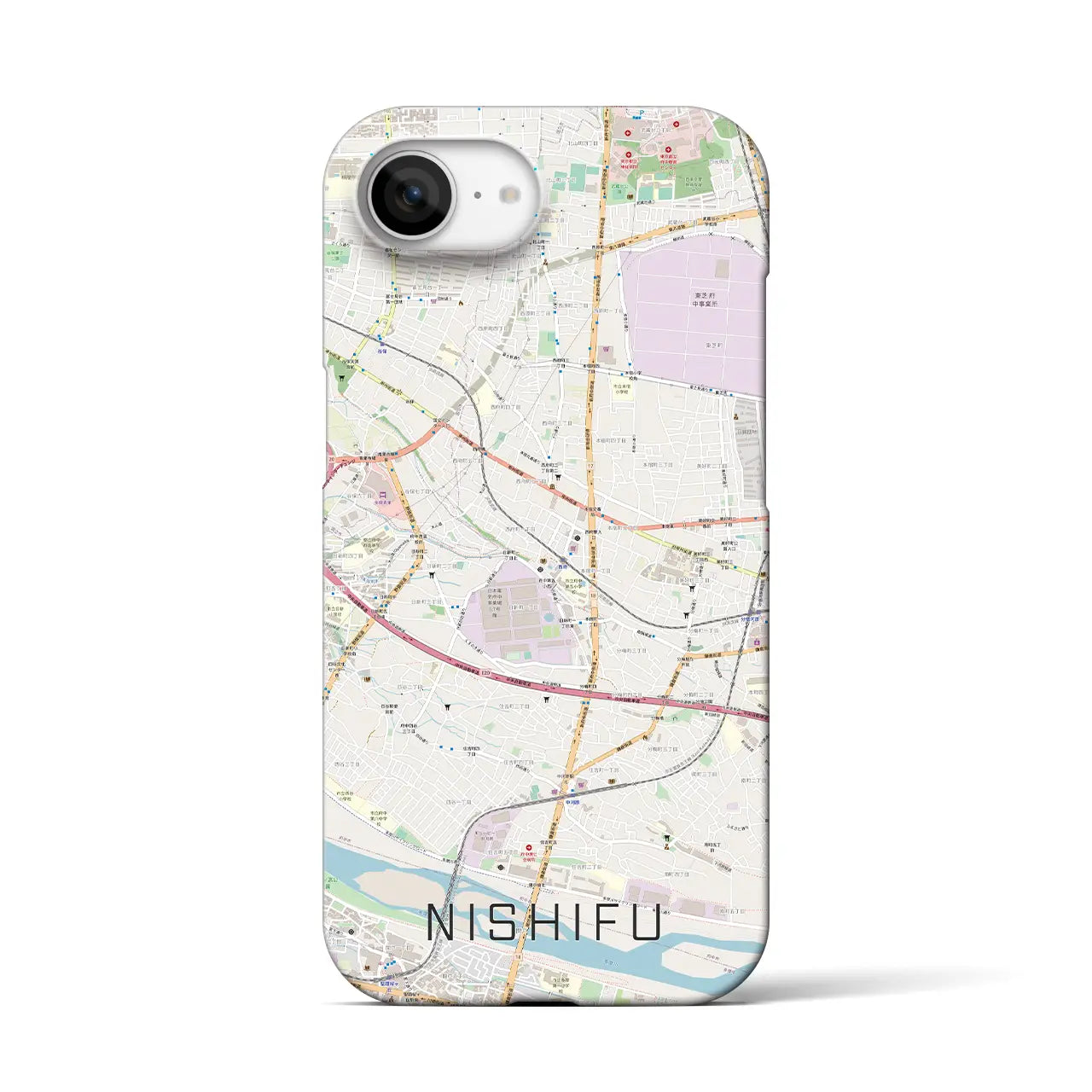 【西府(東京都)】地図柄iPhoneケース(バックカバータイプ)