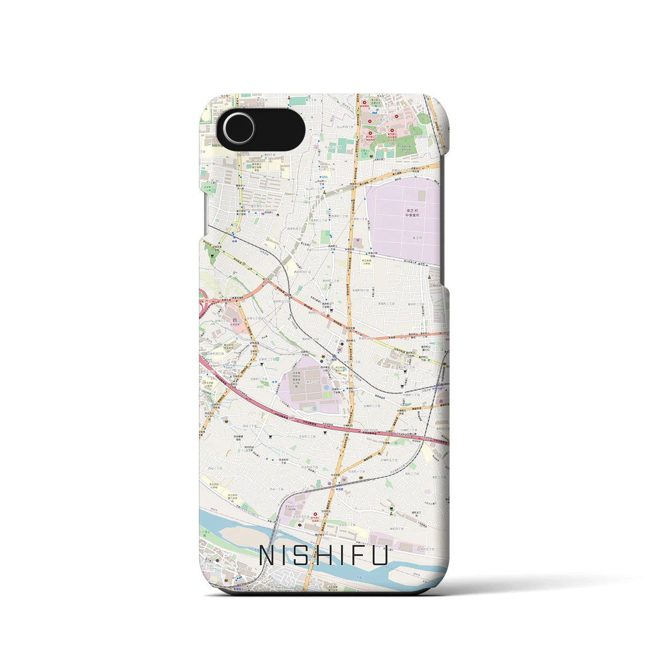 【西府(東京都)】地図柄iPhoneケース(バックカバータイプ)