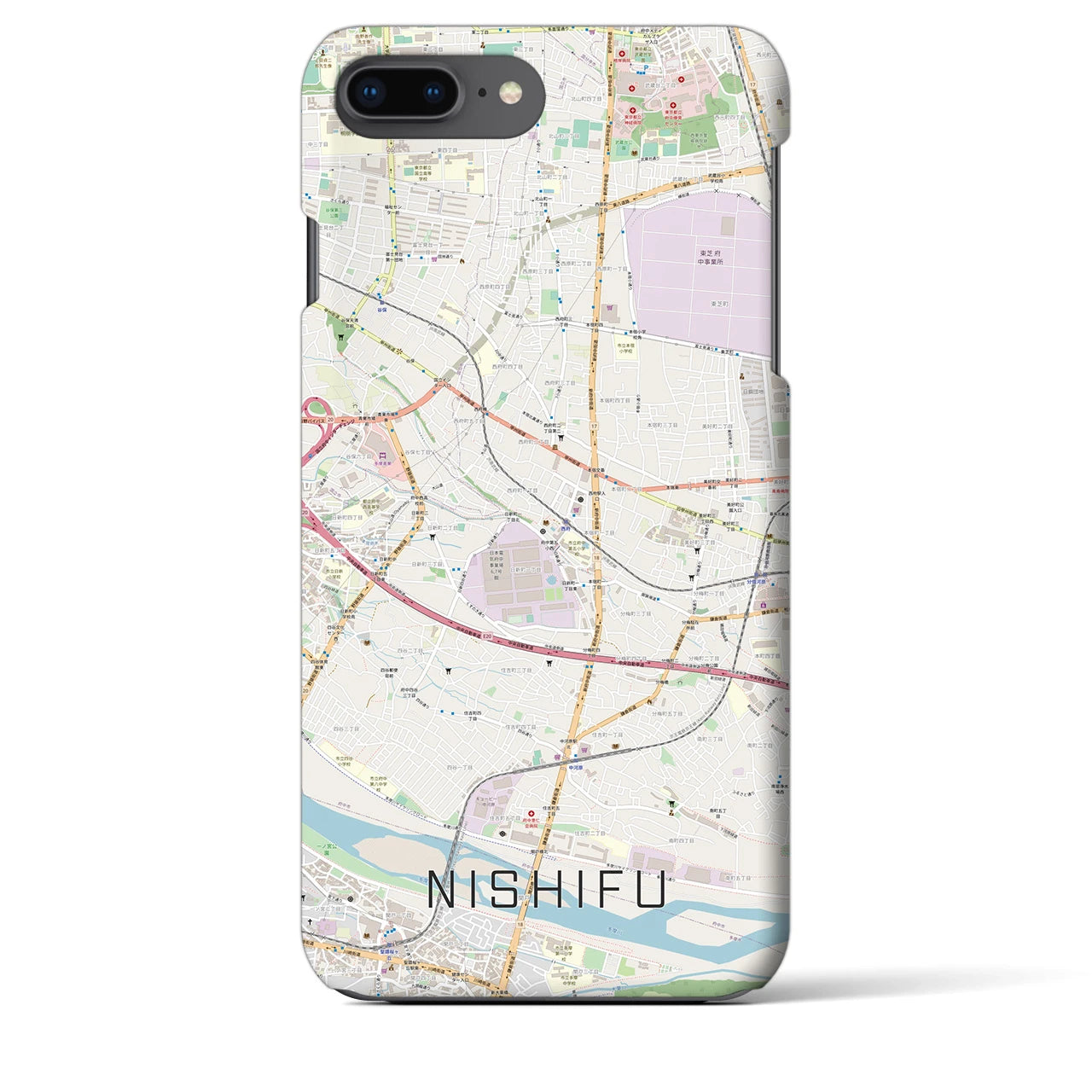 【西府(東京都)】地図柄iPhoneケース(バックカバータイプ)