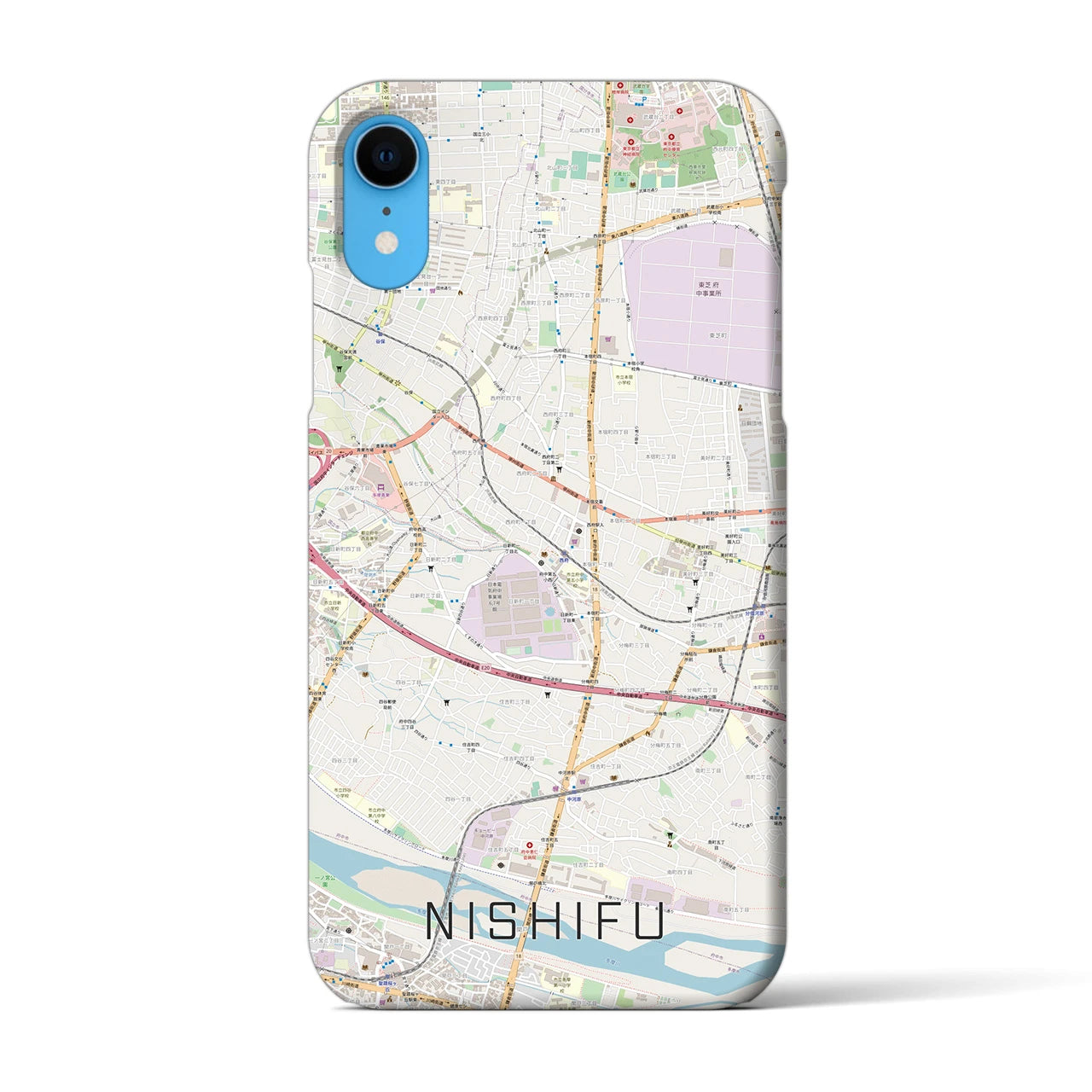 【西府(東京都)】地図柄iPhoneケース(バックカバータイプ)