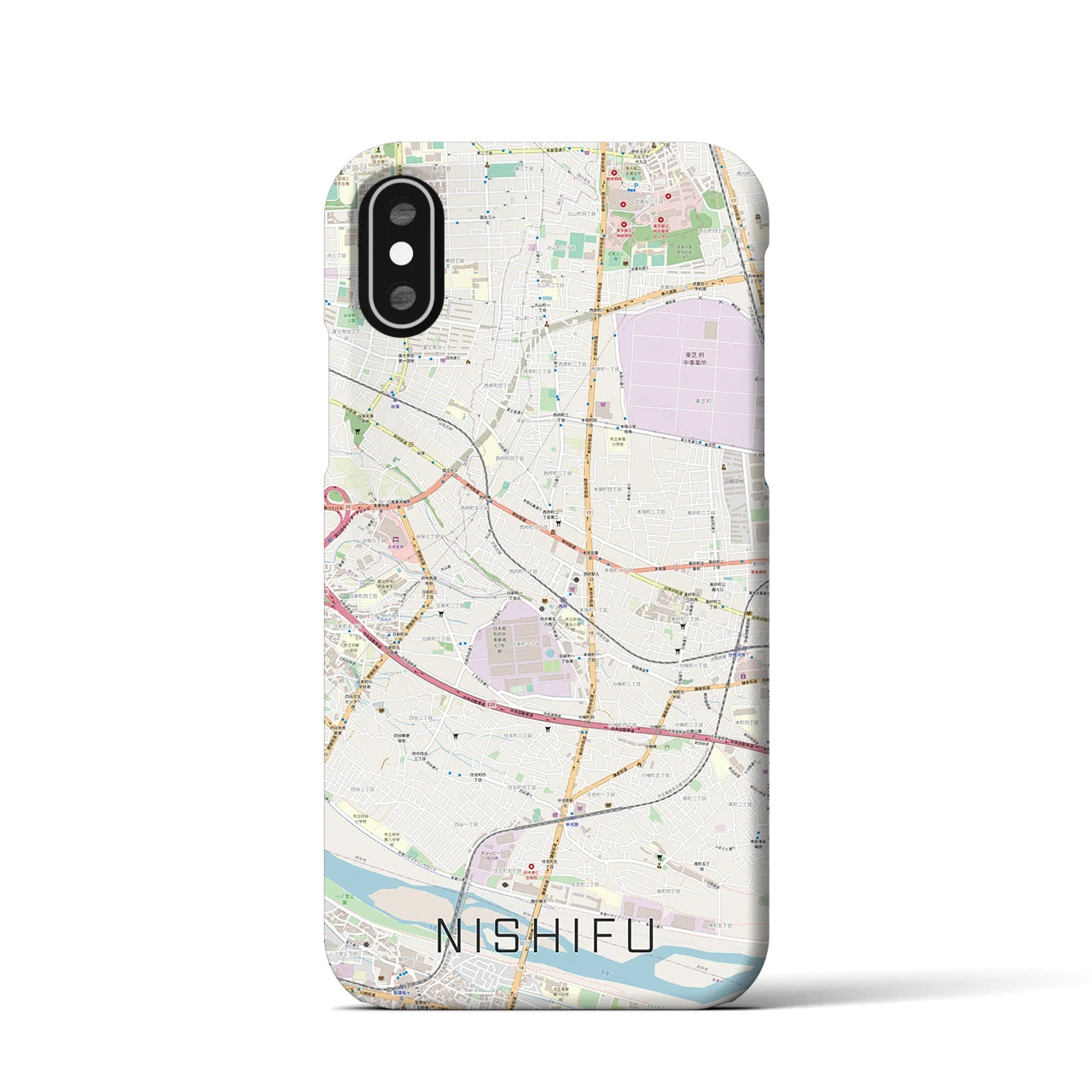 【西府(東京都)】地図柄iPhoneケース(バックカバータイプ)