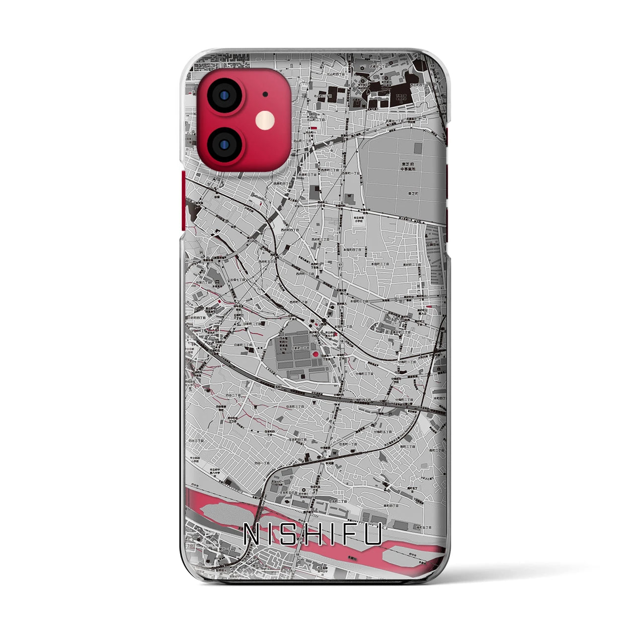 【西府(東京都)】地図柄iPhoneケース(クリアタイプ)