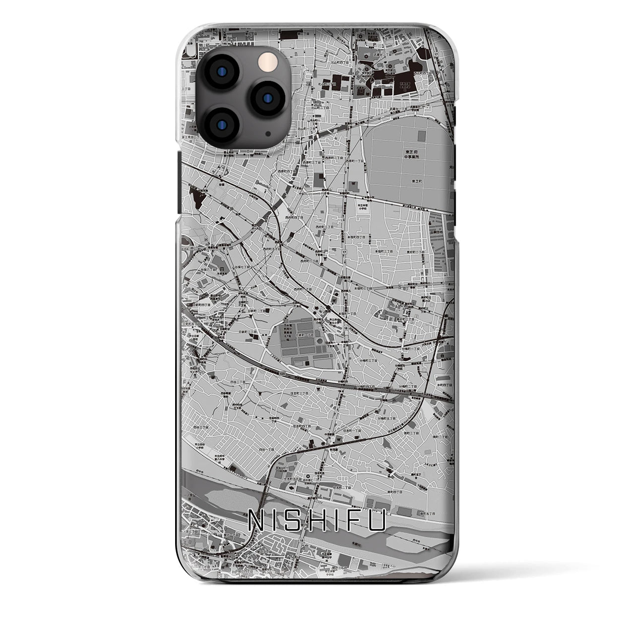 【西府(東京都)】地図柄iPhoneケース(クリアタイプ)