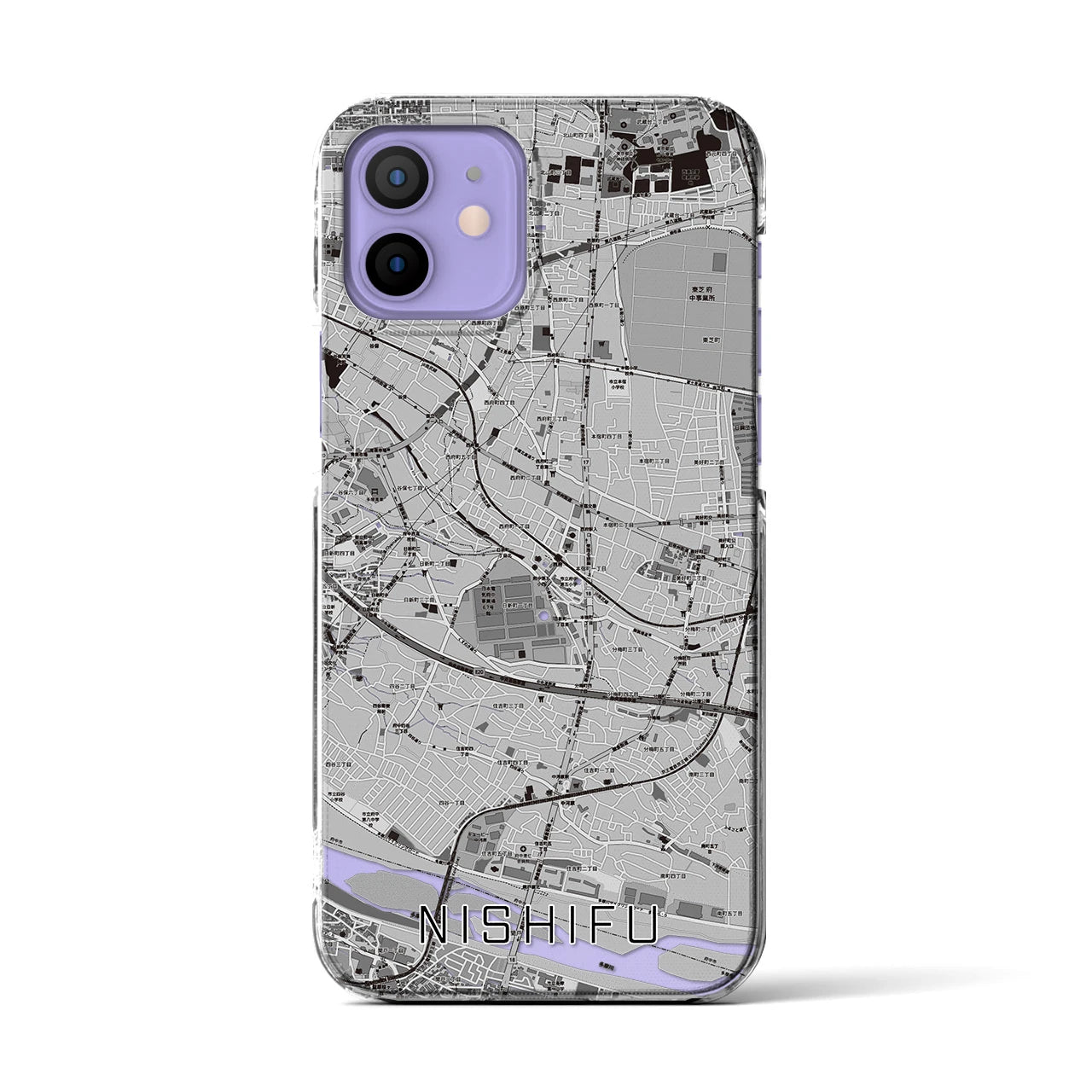 【西府(東京都)】地図柄iPhoneケース(クリアタイプ)