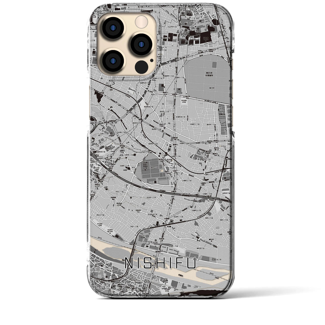 【西府(東京都)】地図柄iPhoneケース(クリアタイプ)