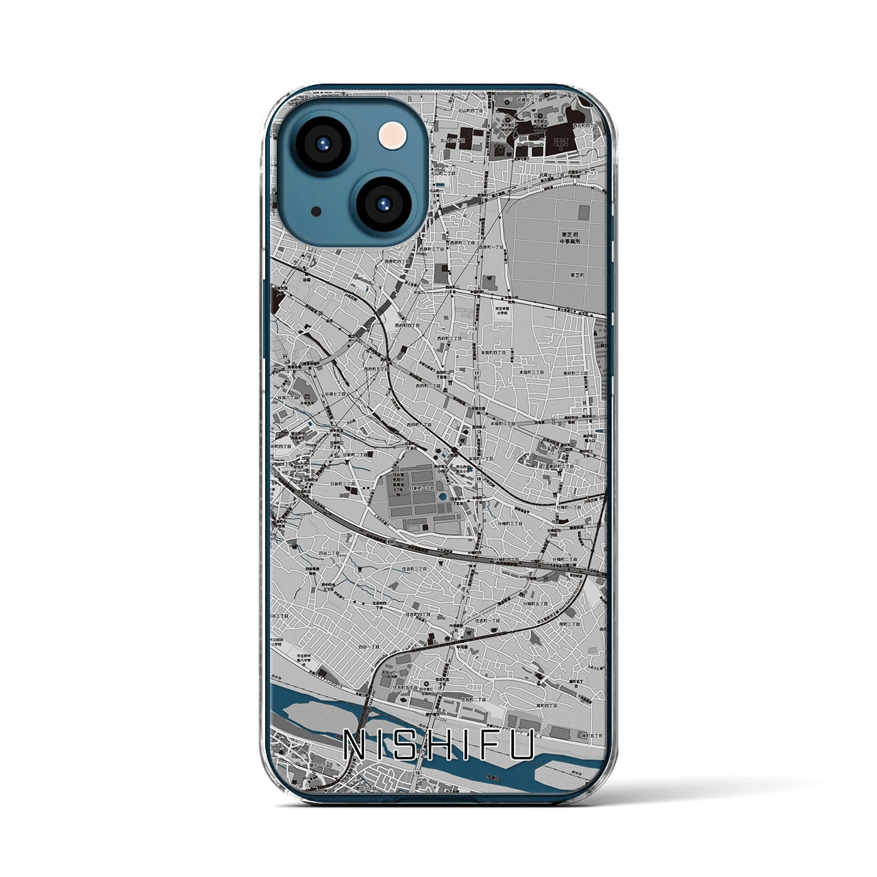 【西府(東京都)】地図柄iPhoneケース(クリアタイプ)