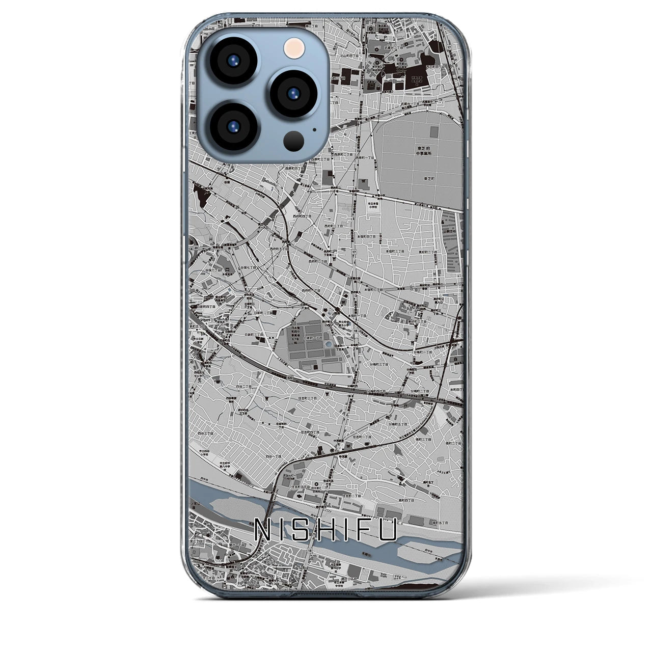 【西府(東京都)】地図柄iPhoneケース(クリアタイプ)